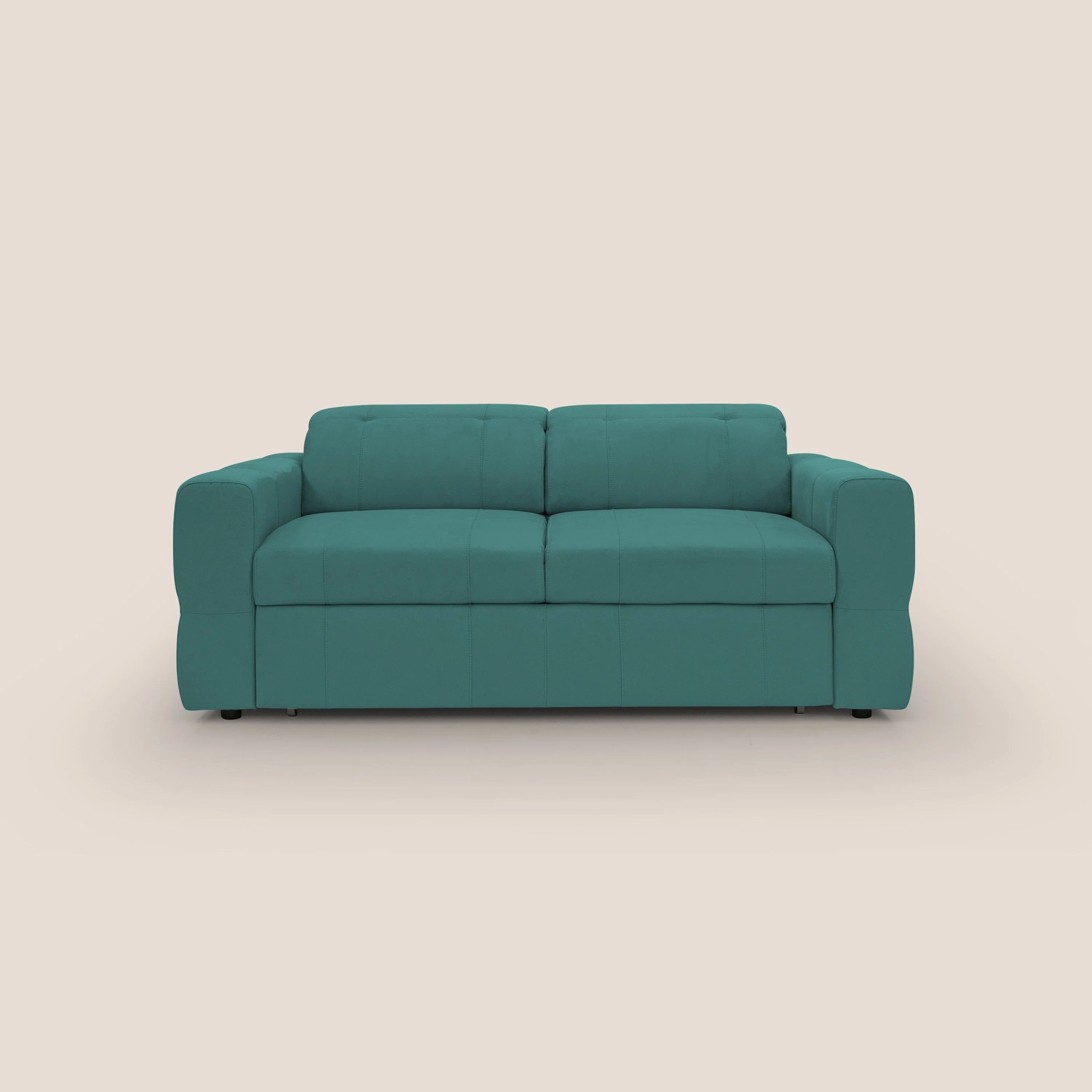 Kronos Canapé avec pouf extractible et têtières inclinalbes en microfibre douce imperméable T11 bleu canard