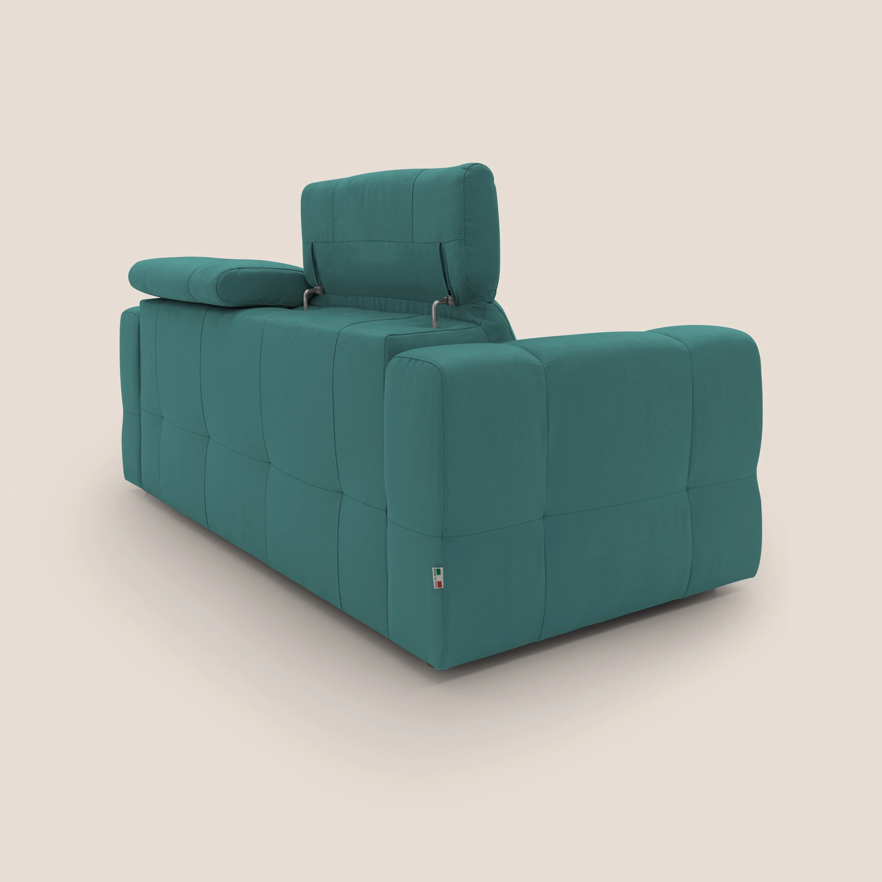 Kronos Canapé avec pouf extractible et têtières inclinalbes en microfibre douce imperméable T11 bleu canard - Image 10