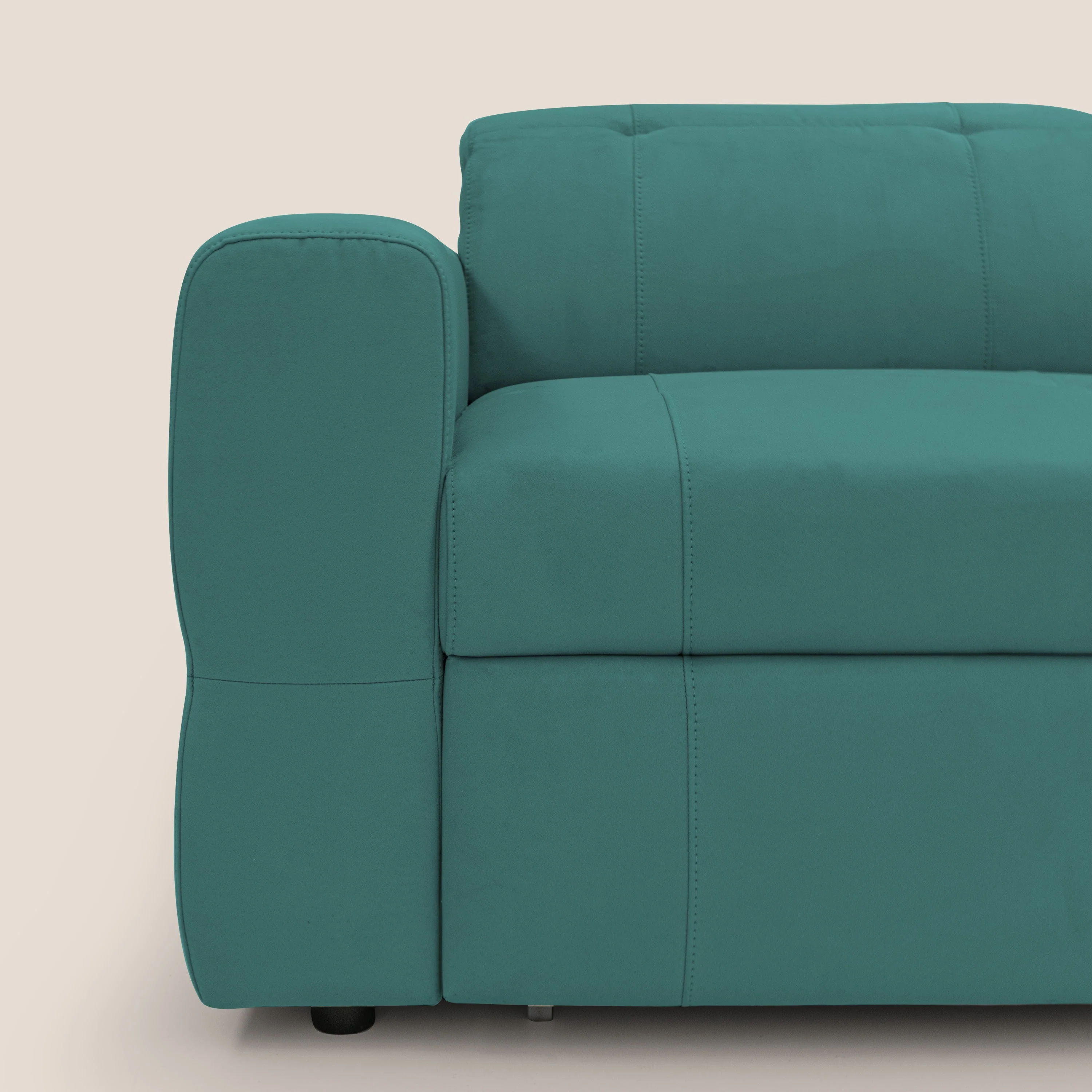 Kronos Canapé avec pouf extractible et têtières inclinalbes en microfibre douce imperméable T11 bleu canard - Image 4