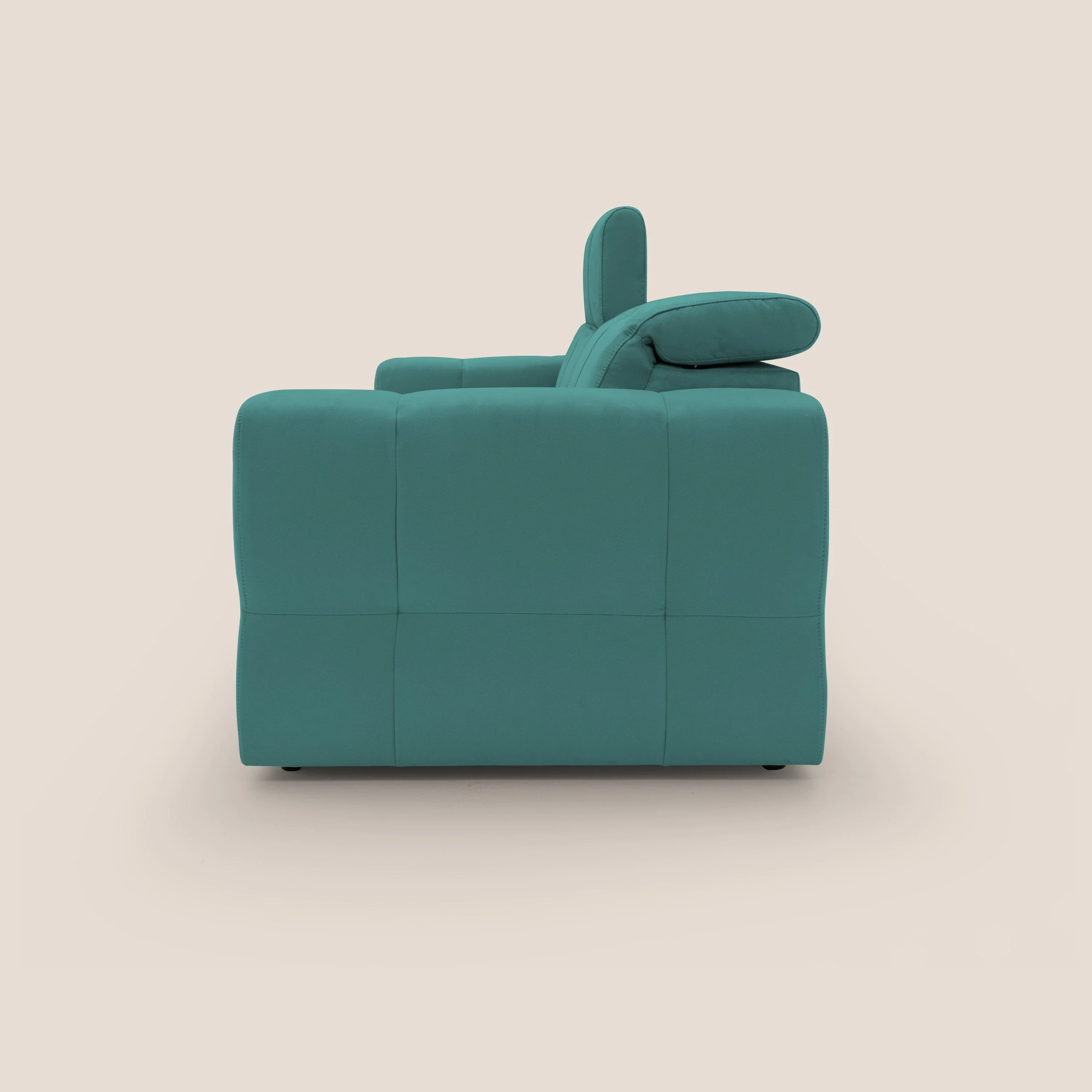 Kronos Canapé avec pouf extractible et têtières inclinalbes en microfibre douce imperméable T11 bleu canard - Image 5