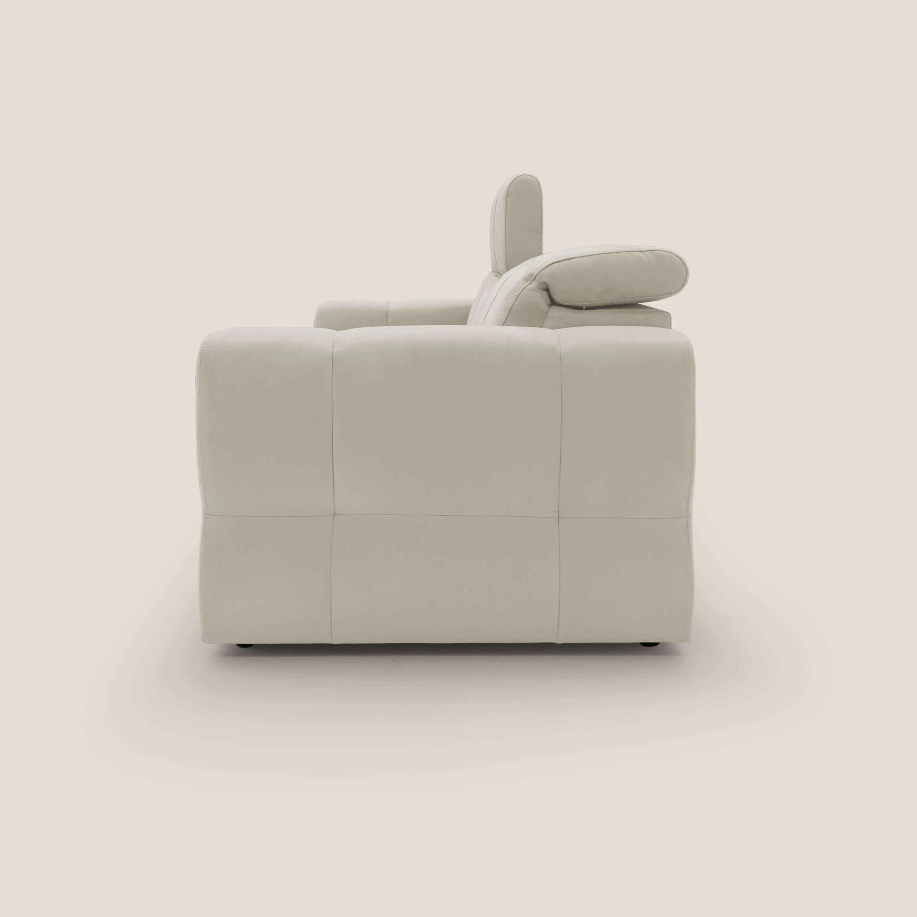 Kronos Canapé avec pouf extractible et têtières inclinalbes en microfibre douce imperméable T11 crème - Image 5