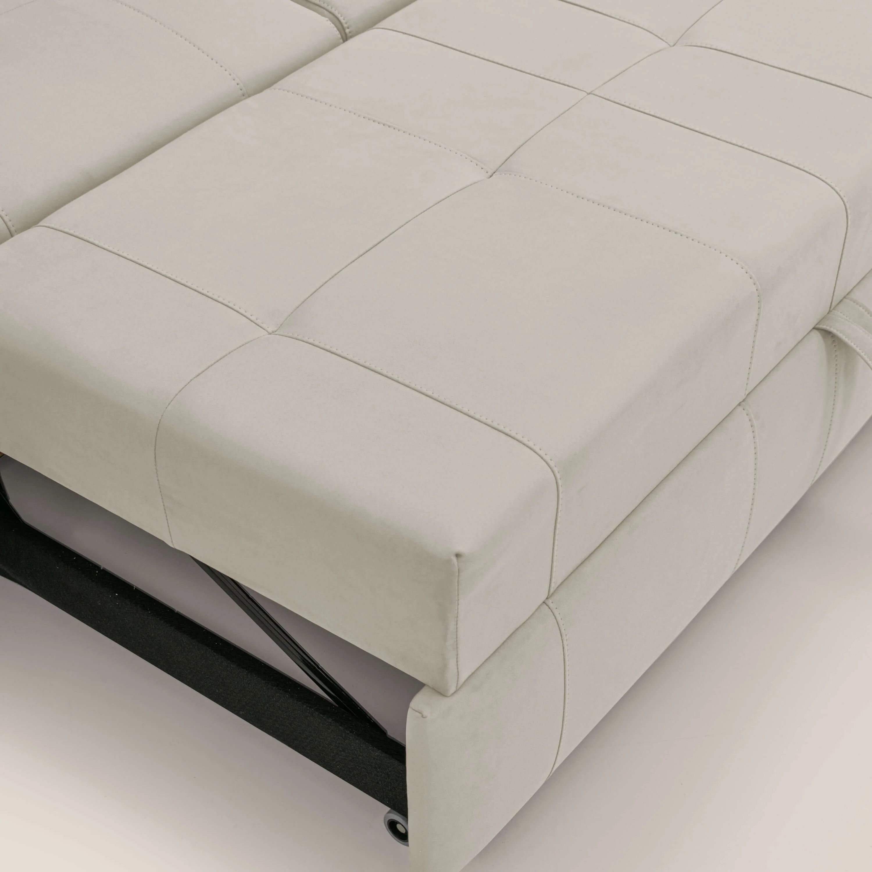 Kronos Canapé avec pouf extractible et têtières inclinalbes en microfibre douce imperméable T11 crème - Image 9