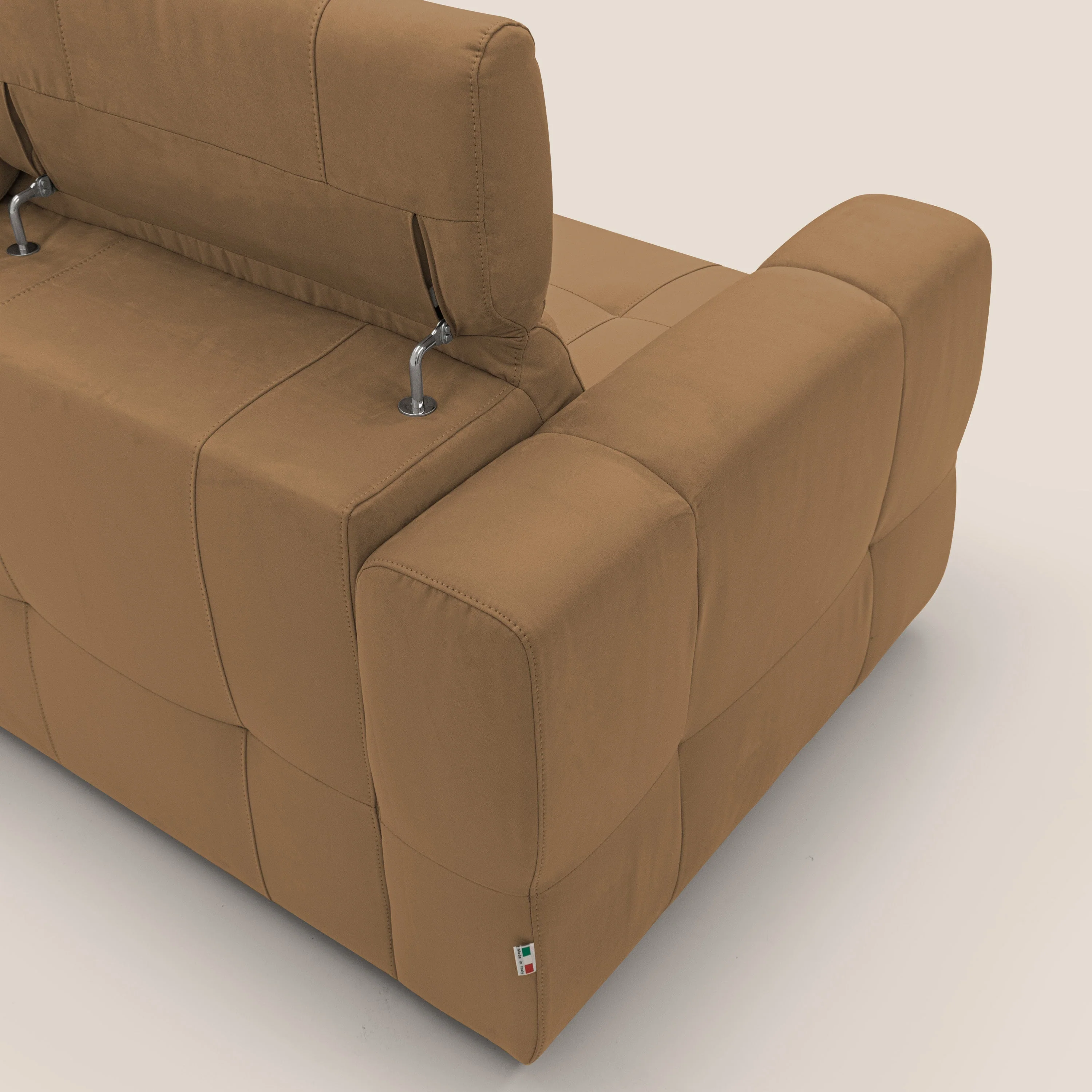 Kronos Canapé avec pouf extractible et têtières inclinalbes en microfibre douce imperméable T11 cuir - Image 11