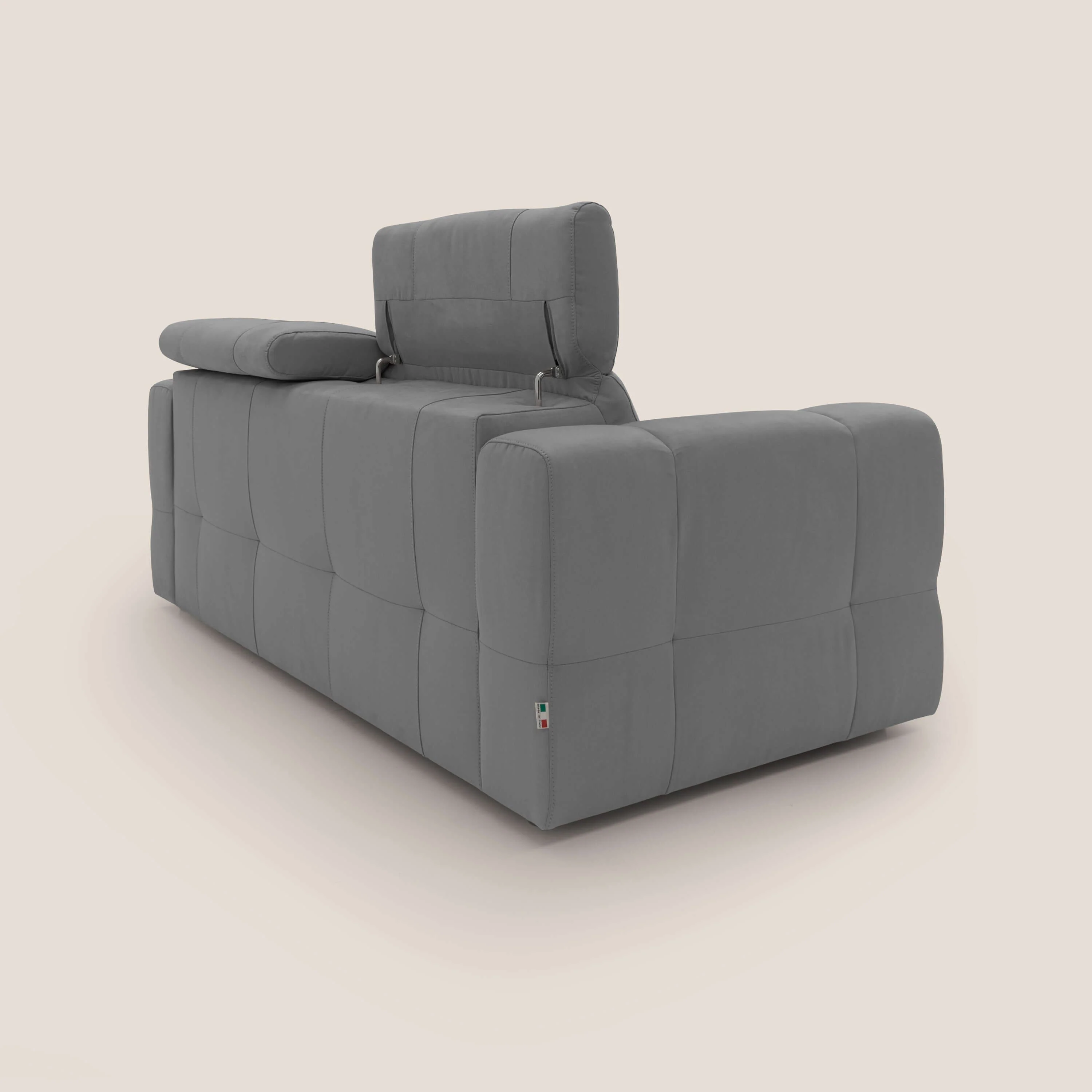 Kronos Canapé avec pouf extractible et têtières inclinalbes en microfibre douce imperméable T11 gris - Image 10