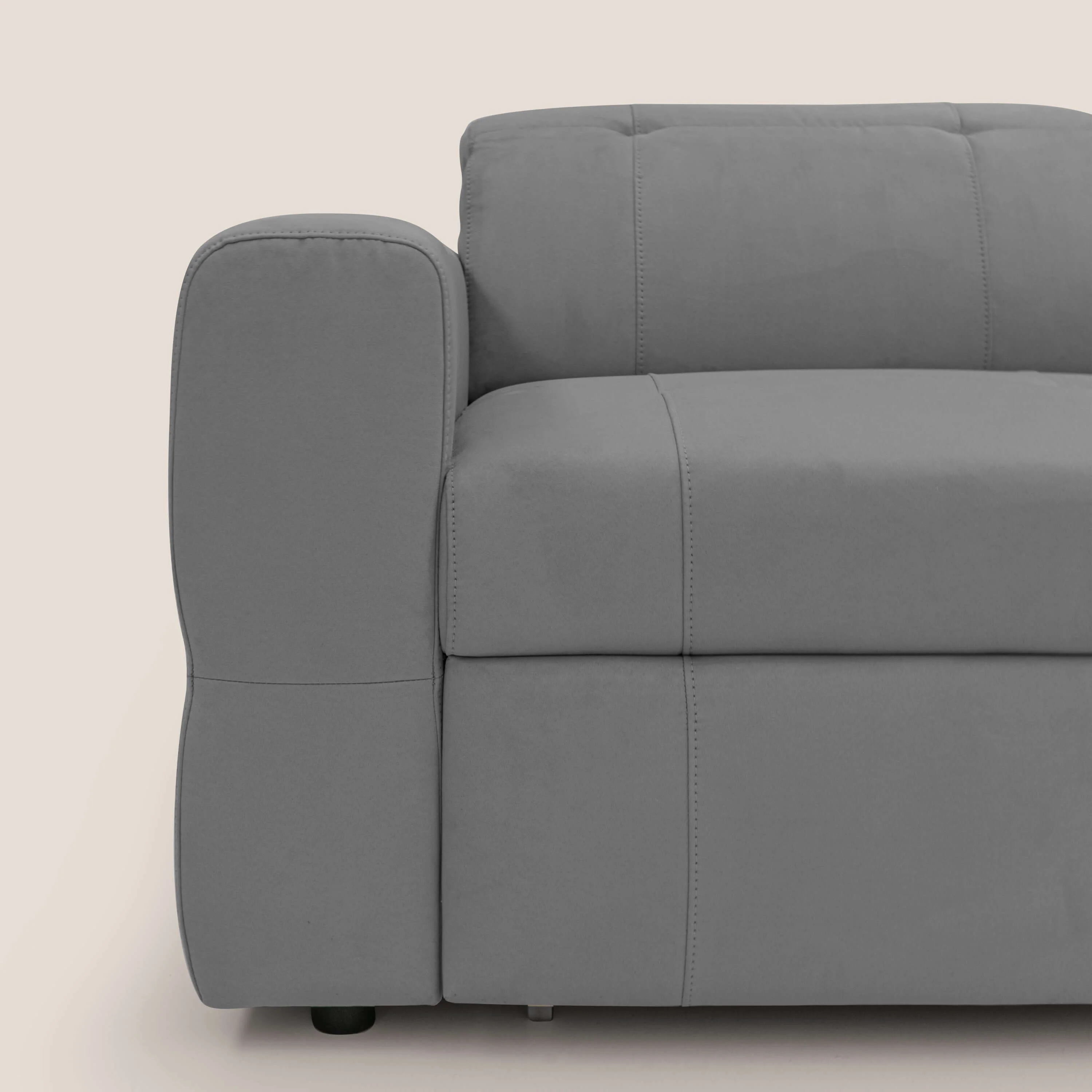 Kronos Canapé avec pouf extractible et têtières inclinalbes en microfibre douce imperméable T11 gris - Image 4