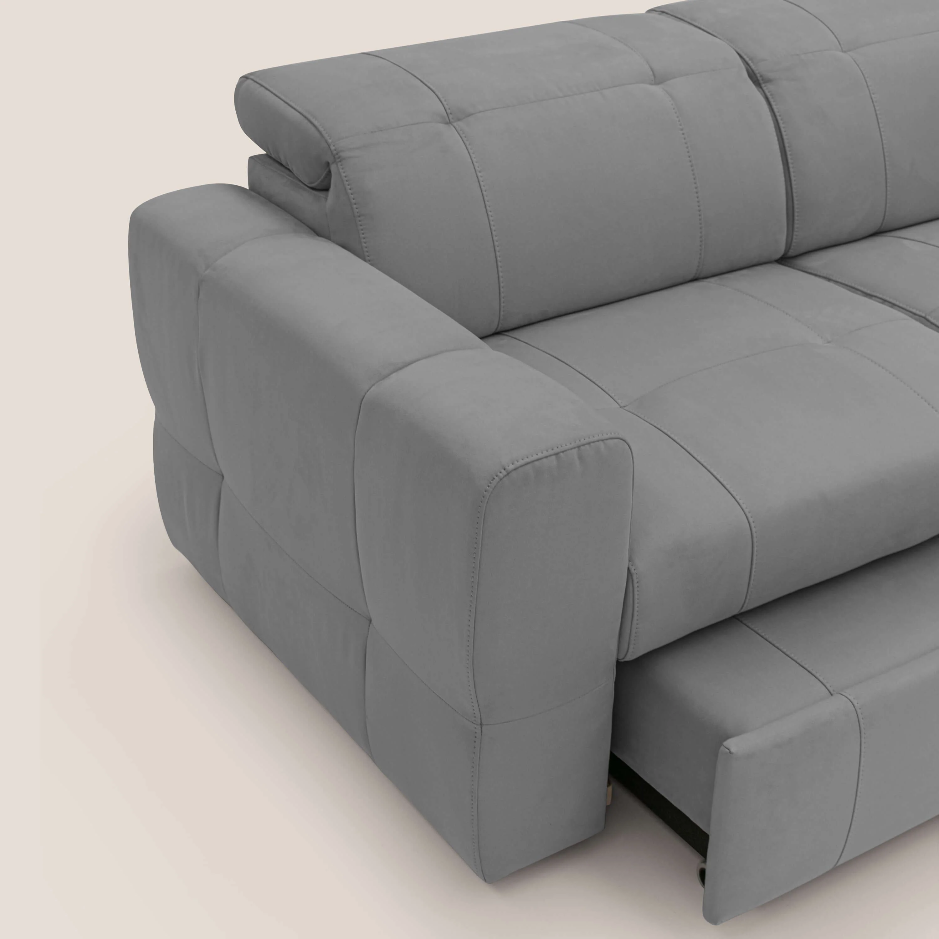 Kronos Canapé avec pouf extractible et têtières inclinalbes en microfibre douce imperméable T11 gris - Image 8