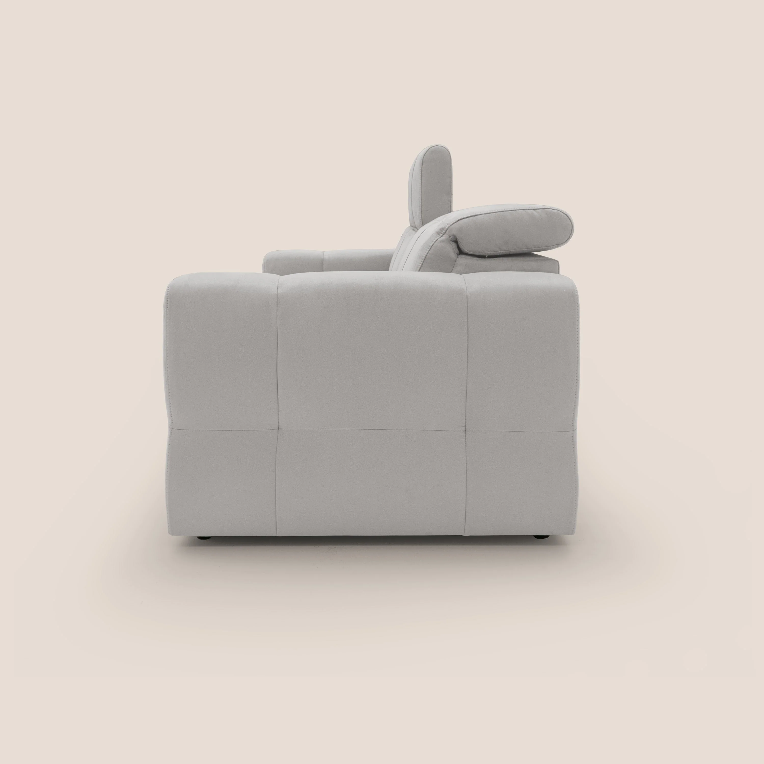 Kronos Canapé avec pouf extractible et têtières inclinalbes en microfibre douce imperméable T11 gris clair - Image 5