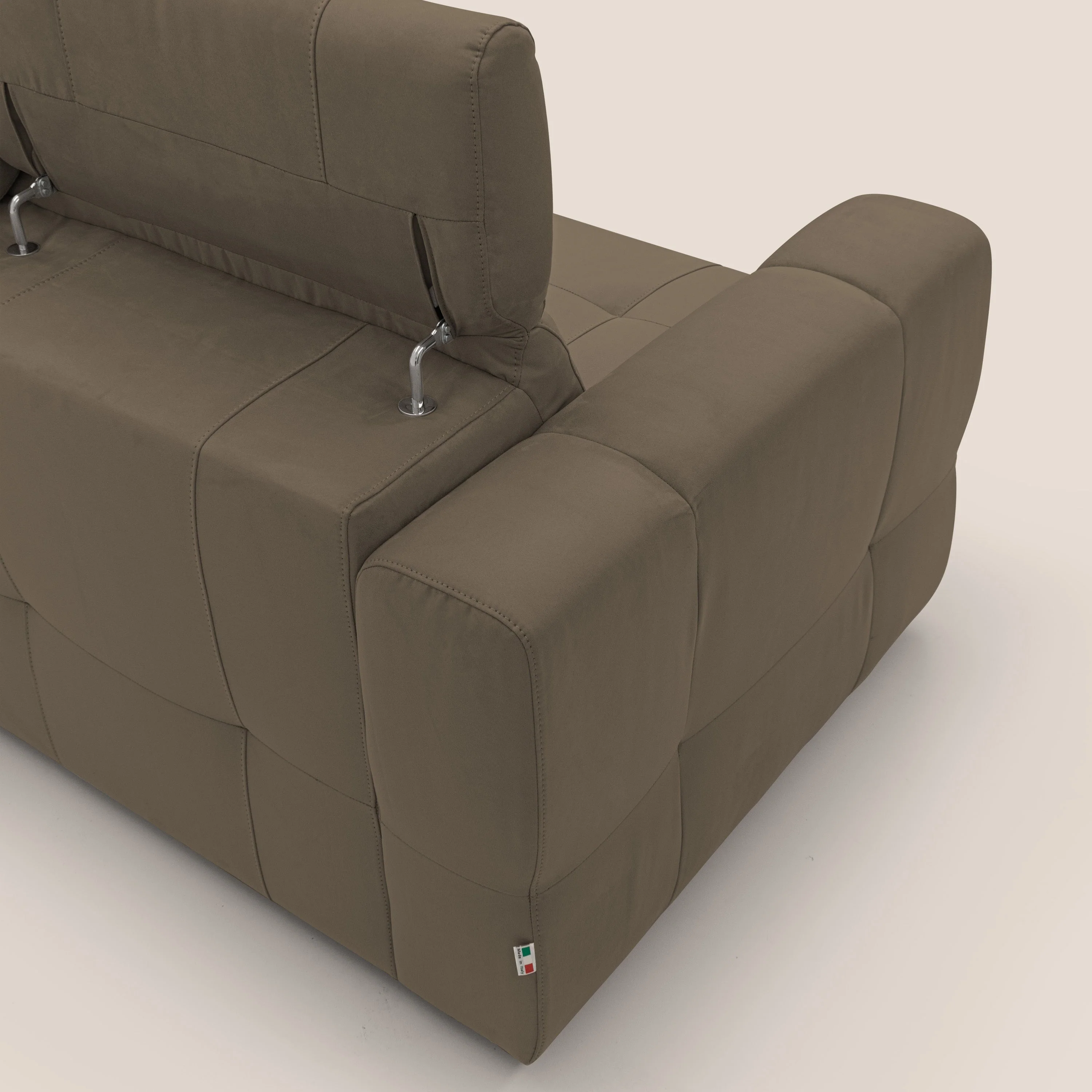 Kronos Canapé avec pouf extractible et têtières inclinalbes en microfibre douce imperméable T11 marron - Image 11