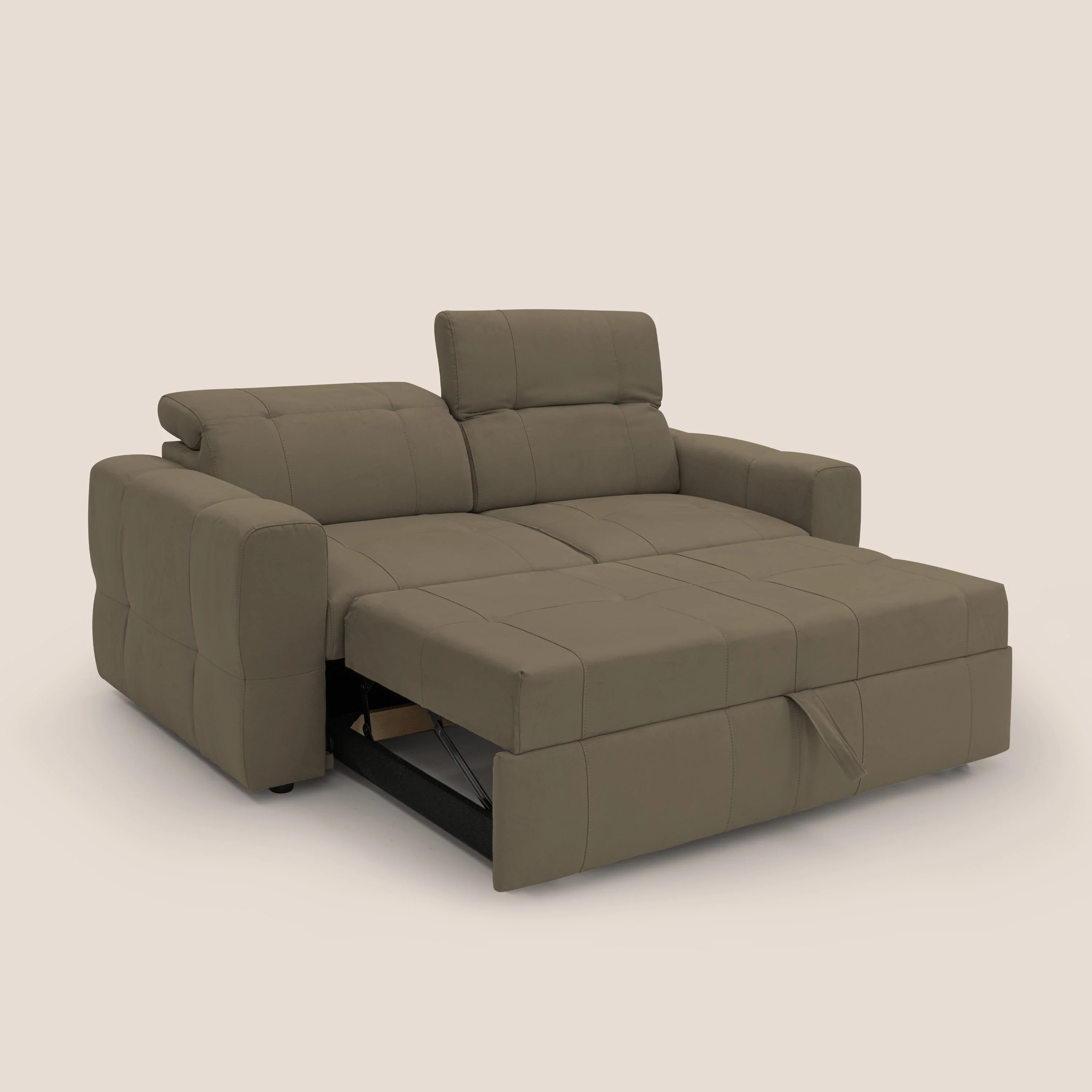 Kronos Canapé avec pouf extractible et têtières inclinalbes en microfibre douce imperméable T11 marron - Image 2