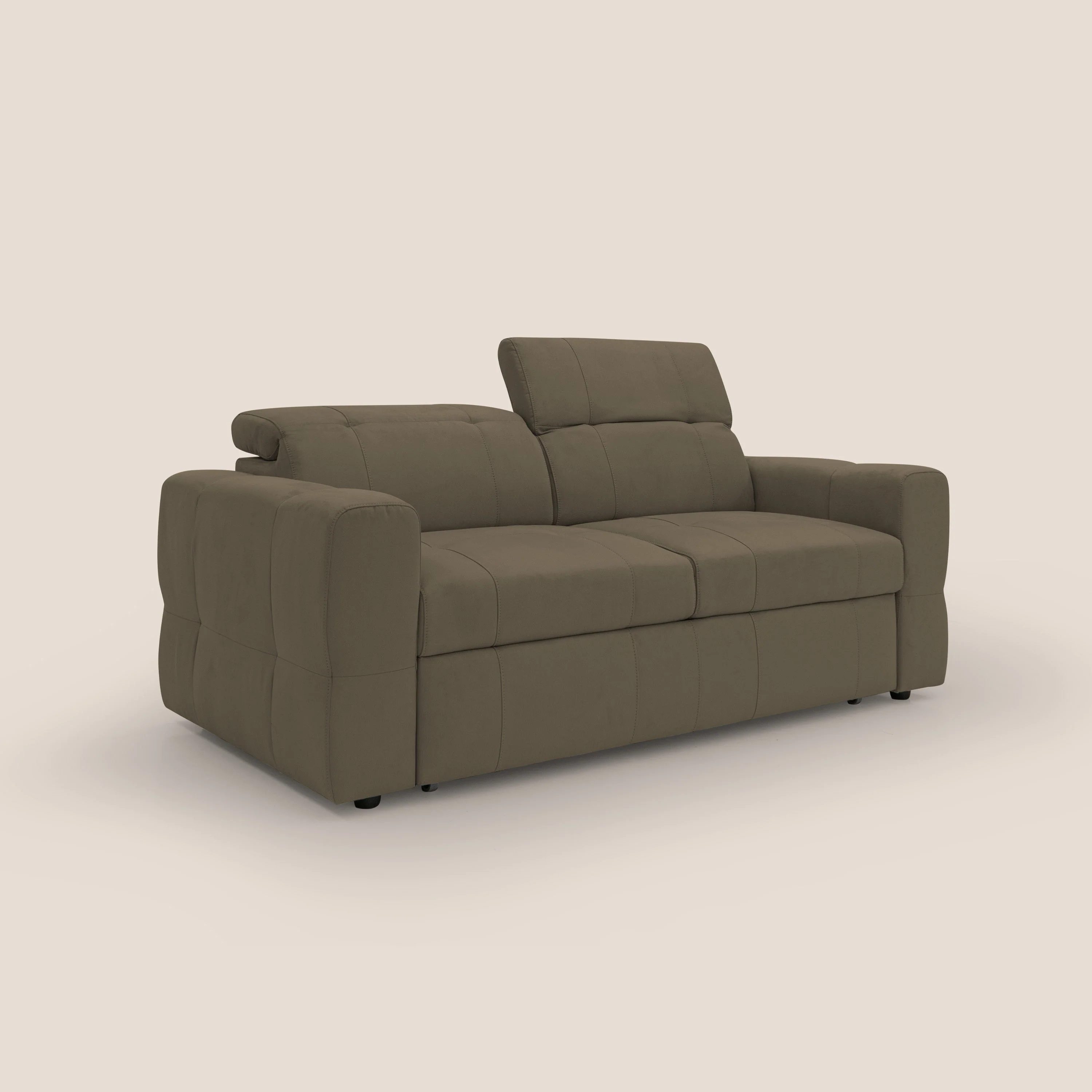 Kronos Canapé avec pouf extractible et têtières inclinalbes en microfibre douce imperméable T11 marron - Image 3