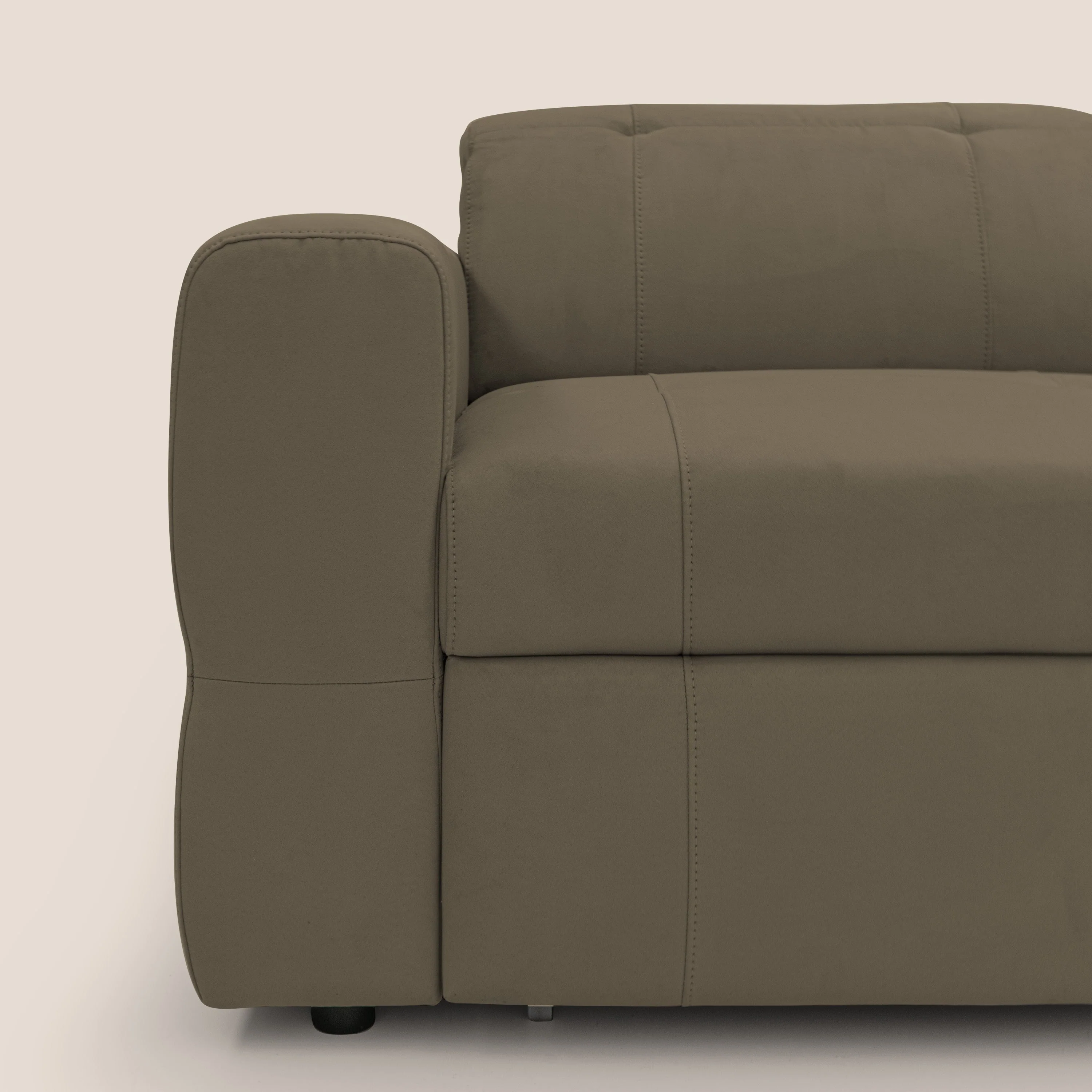 Kronos Canapé avec pouf extractible et têtières inclinalbes en microfibre douce imperméable T11 marron - Image 4