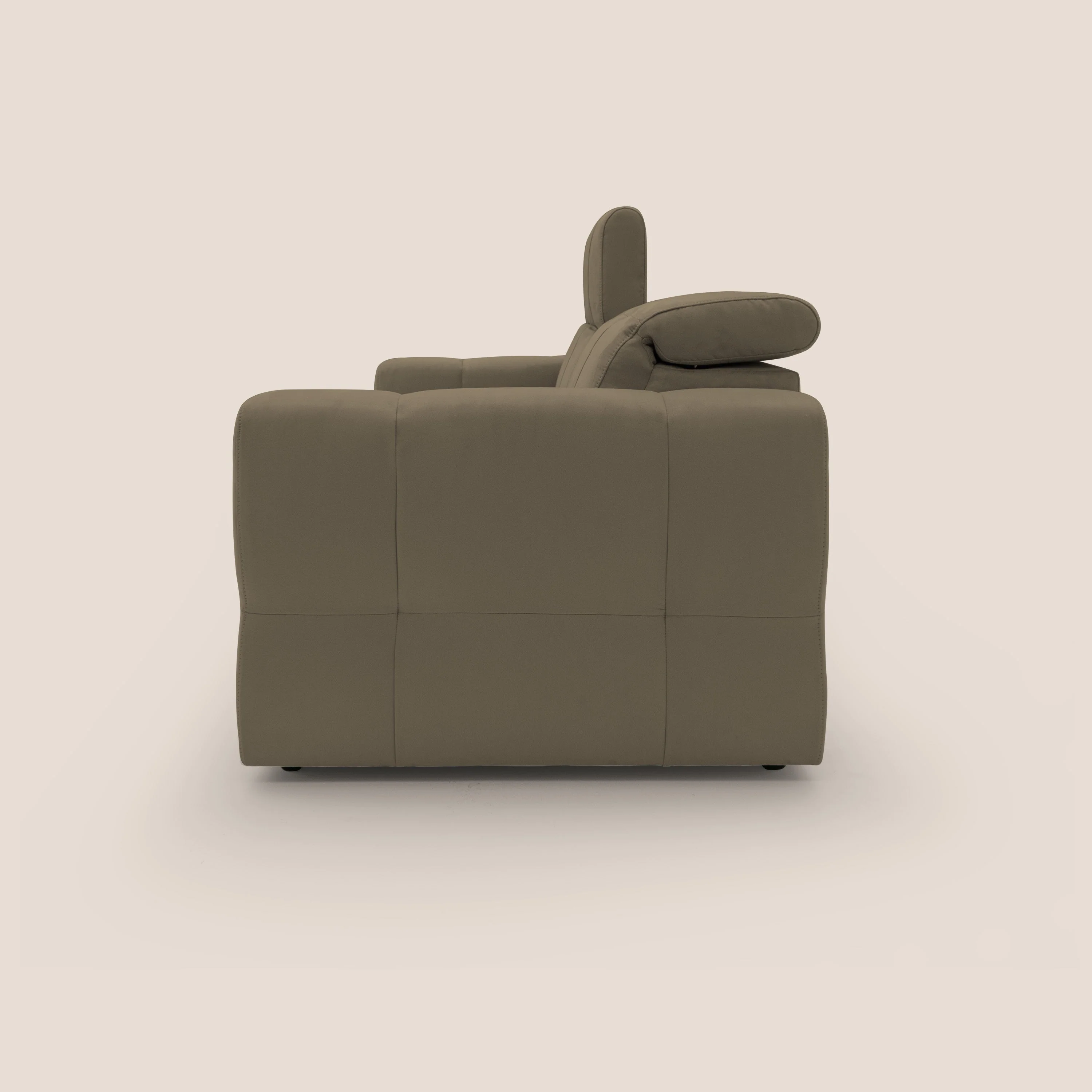Kronos Canapé avec pouf extractible et têtières inclinalbes en microfibre douce imperméable T11 marron - Image 5