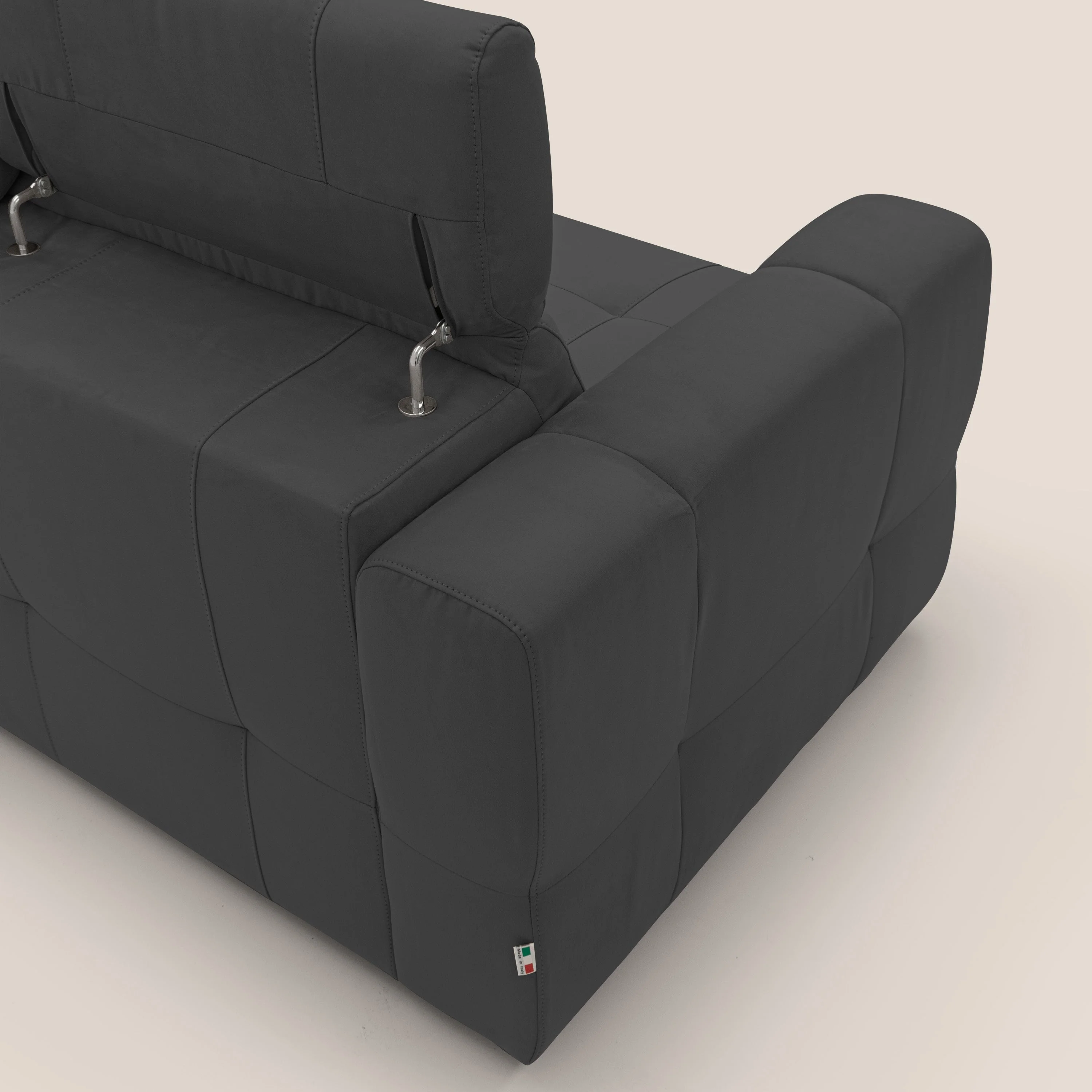 Kronos Canapé avec pouf extractible et têtières inclinalbes en microfibre douce imperméable T11 noir - Image 11