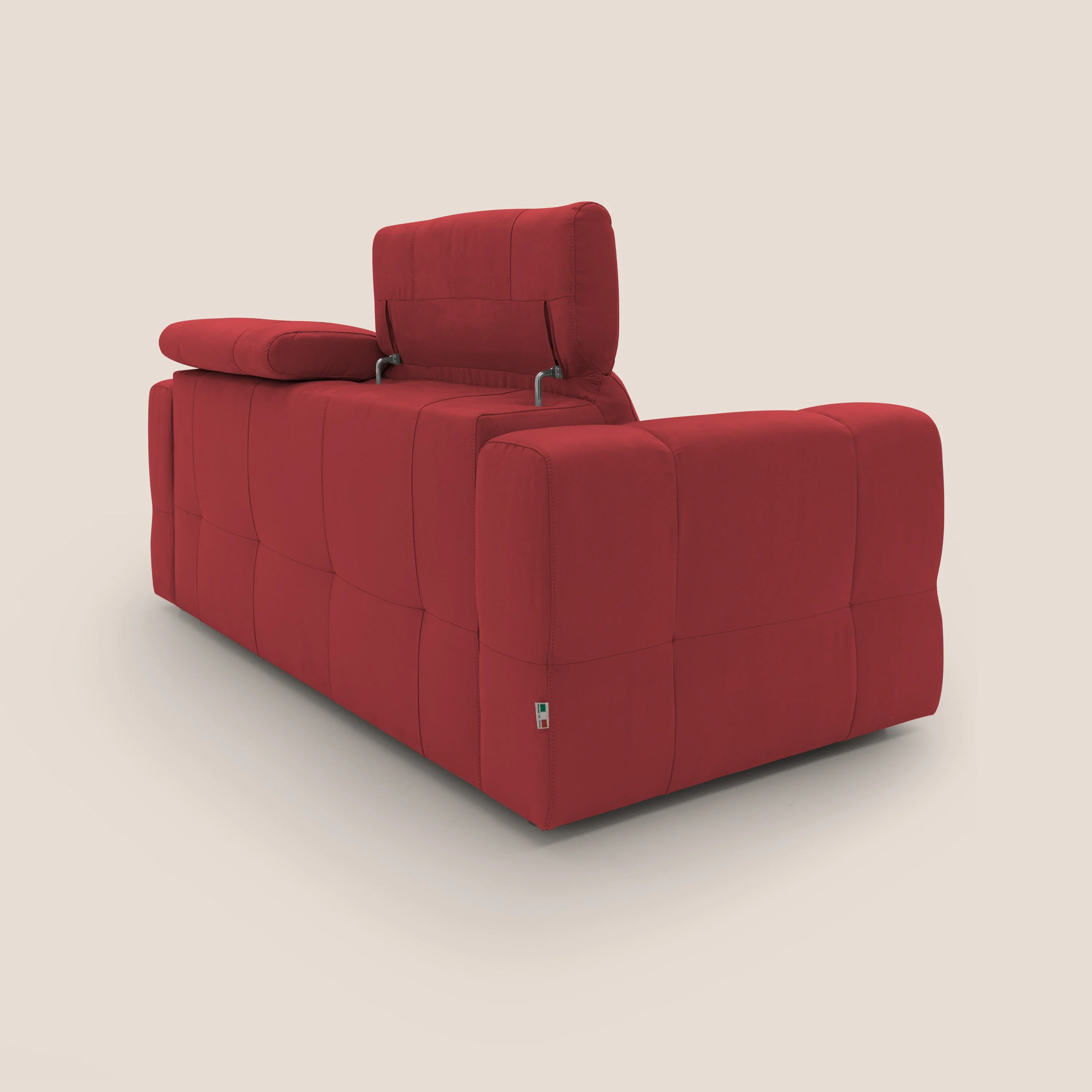 Kronos Canapé avec pouf extractible et têtières inclinalbes en microfibre douce imperméable T11 rouge - Image 10