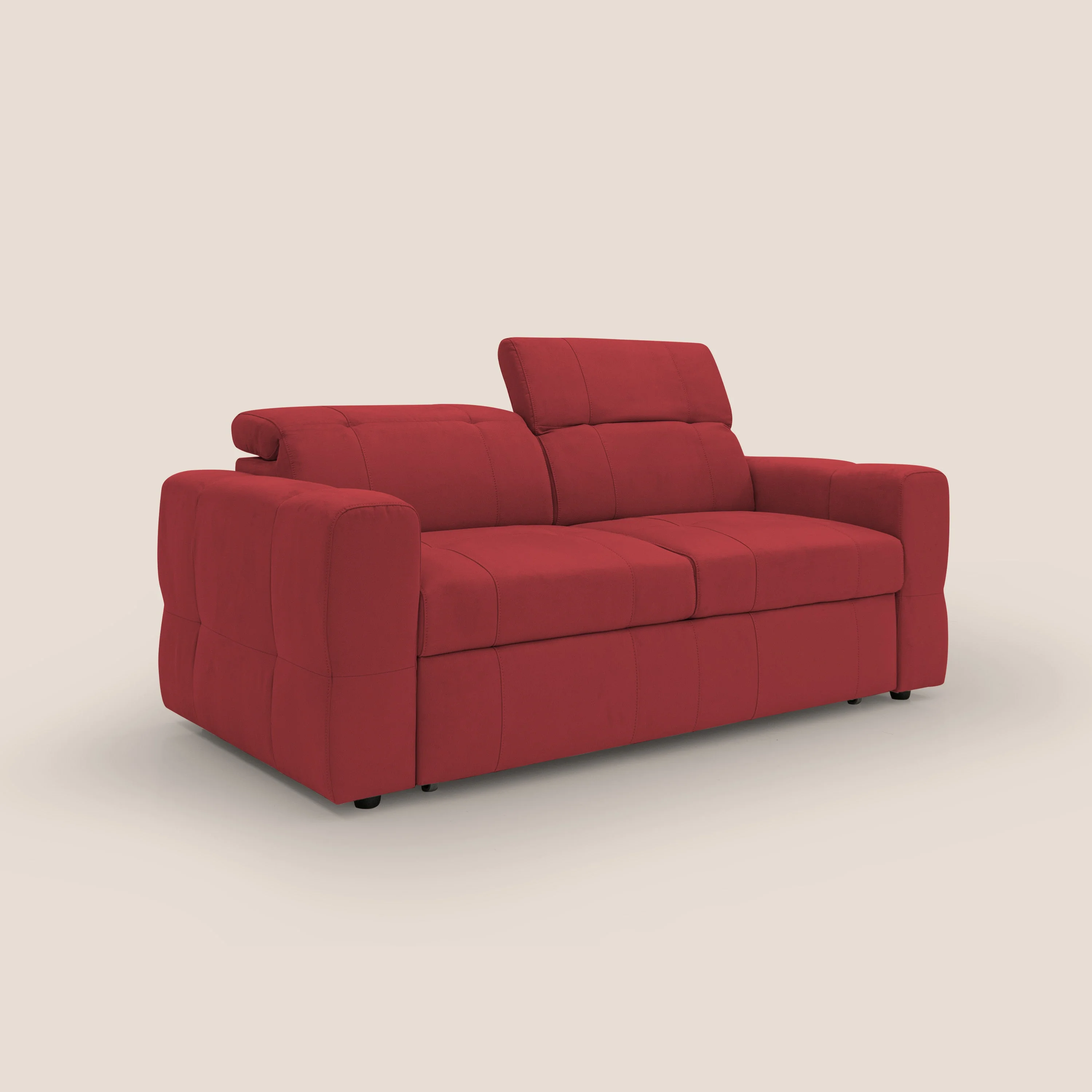 Kronos Canapé avec pouf extractible et têtières inclinalbes en microfibre douce imperméable T11 rouge - Image 3
