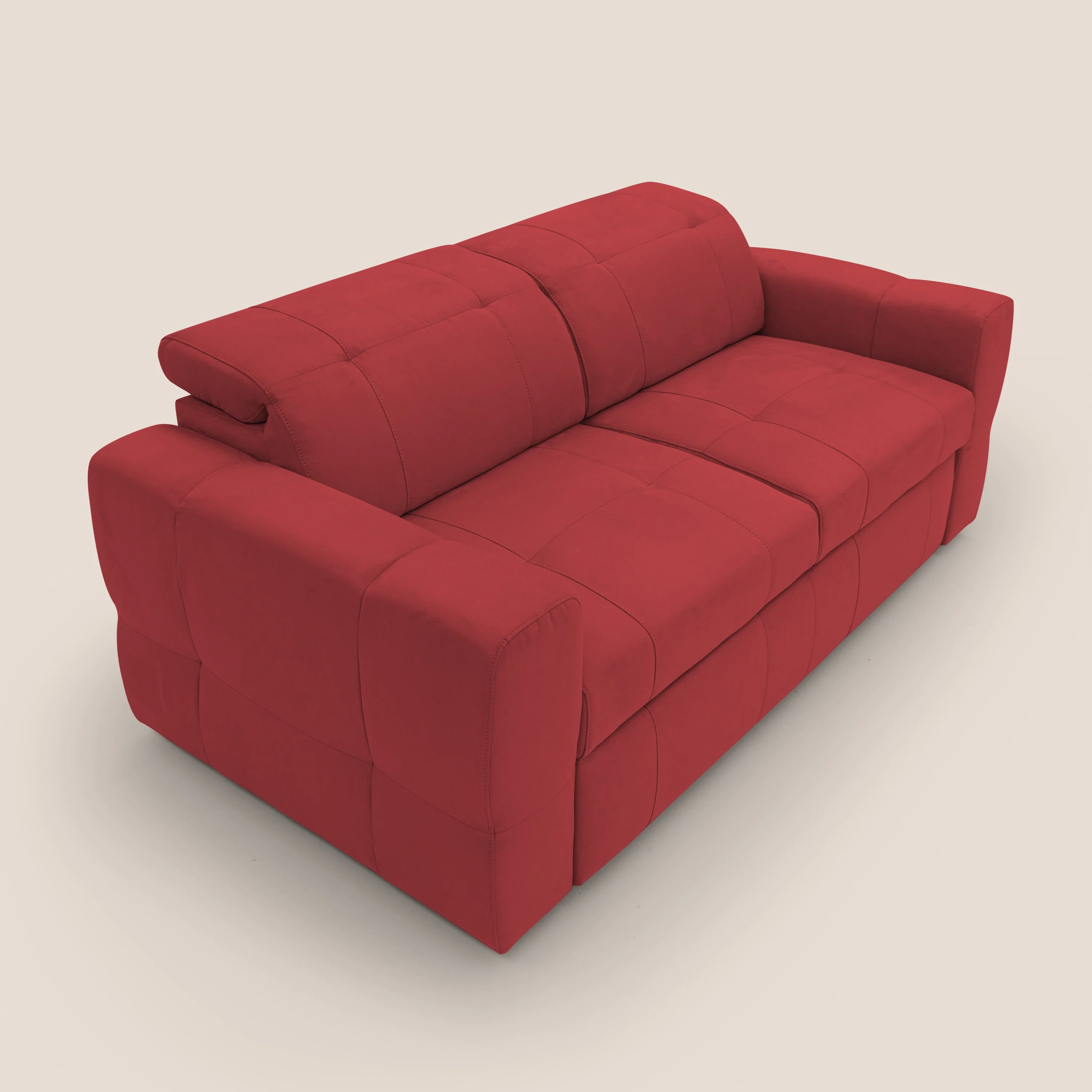 Kronos Canapé avec pouf extractible et têtières inclinalbes en microfibre douce imperméable T11 rouge - Image 7