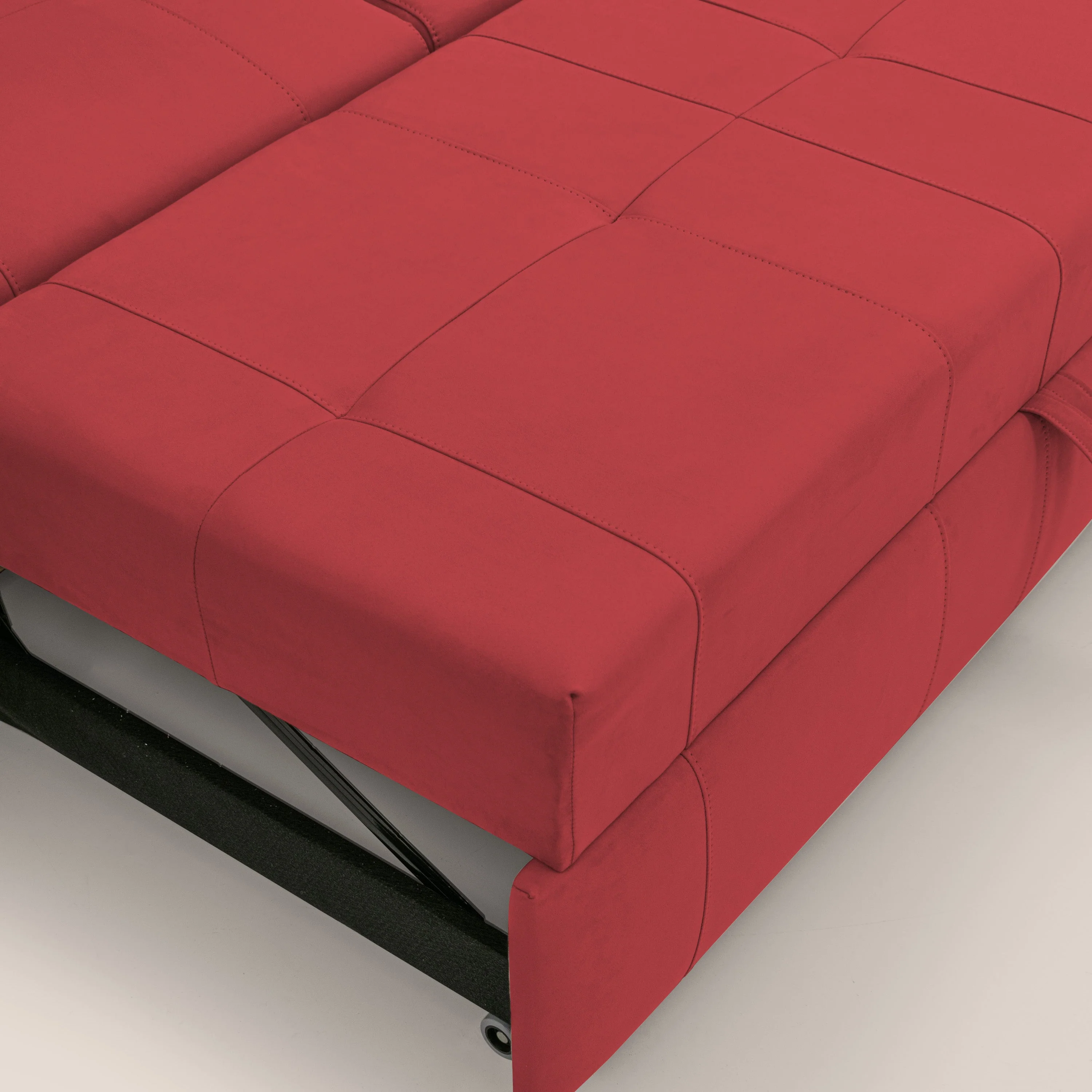 Kronos Canapé avec pouf extractible et têtières inclinalbes en microfibre douce imperméable T11 rouge - Image 9