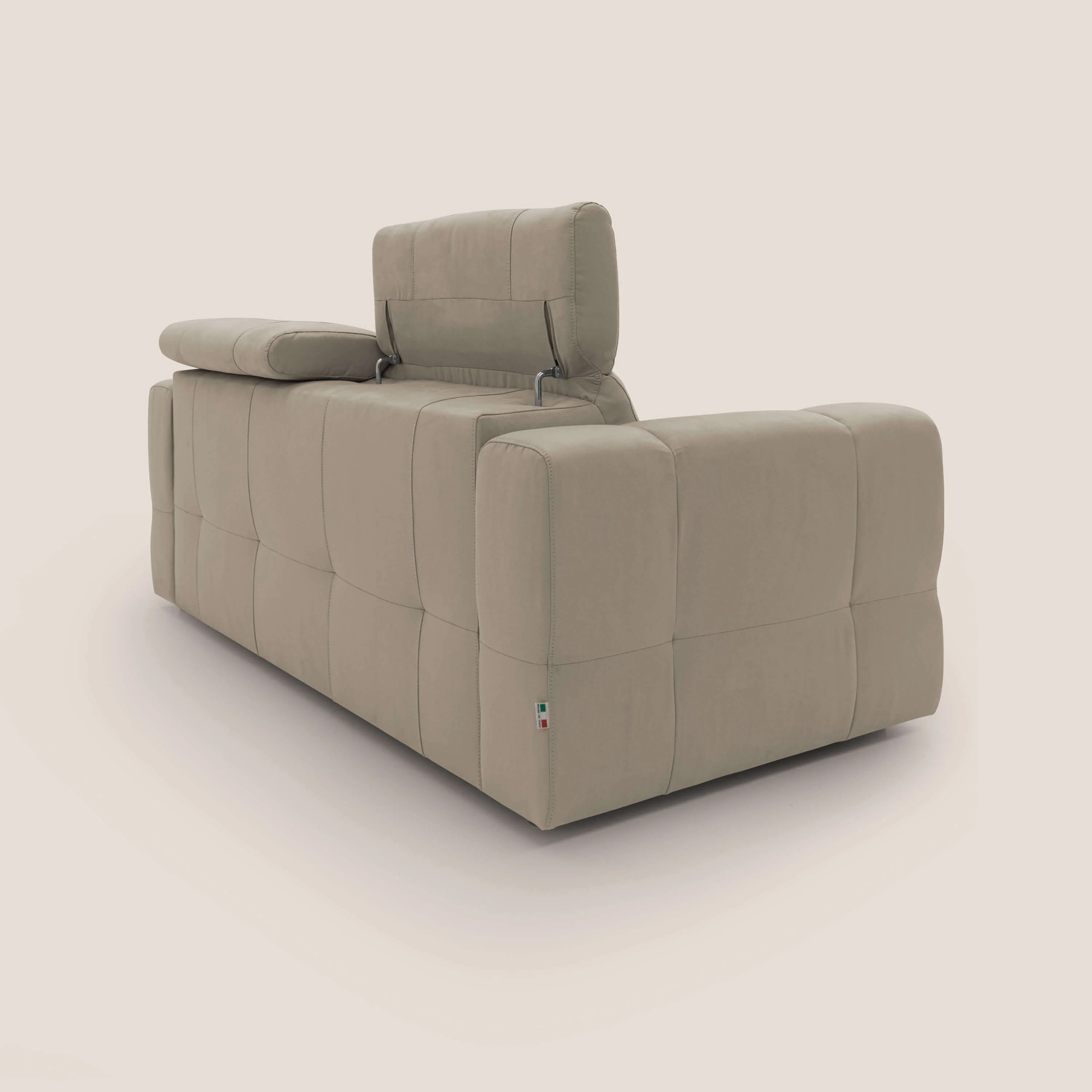 Kronos Canapé avec pouf extractible et têtières inclinalbes en microfibre douce imperméable T11 Taupe tortora - Image 10