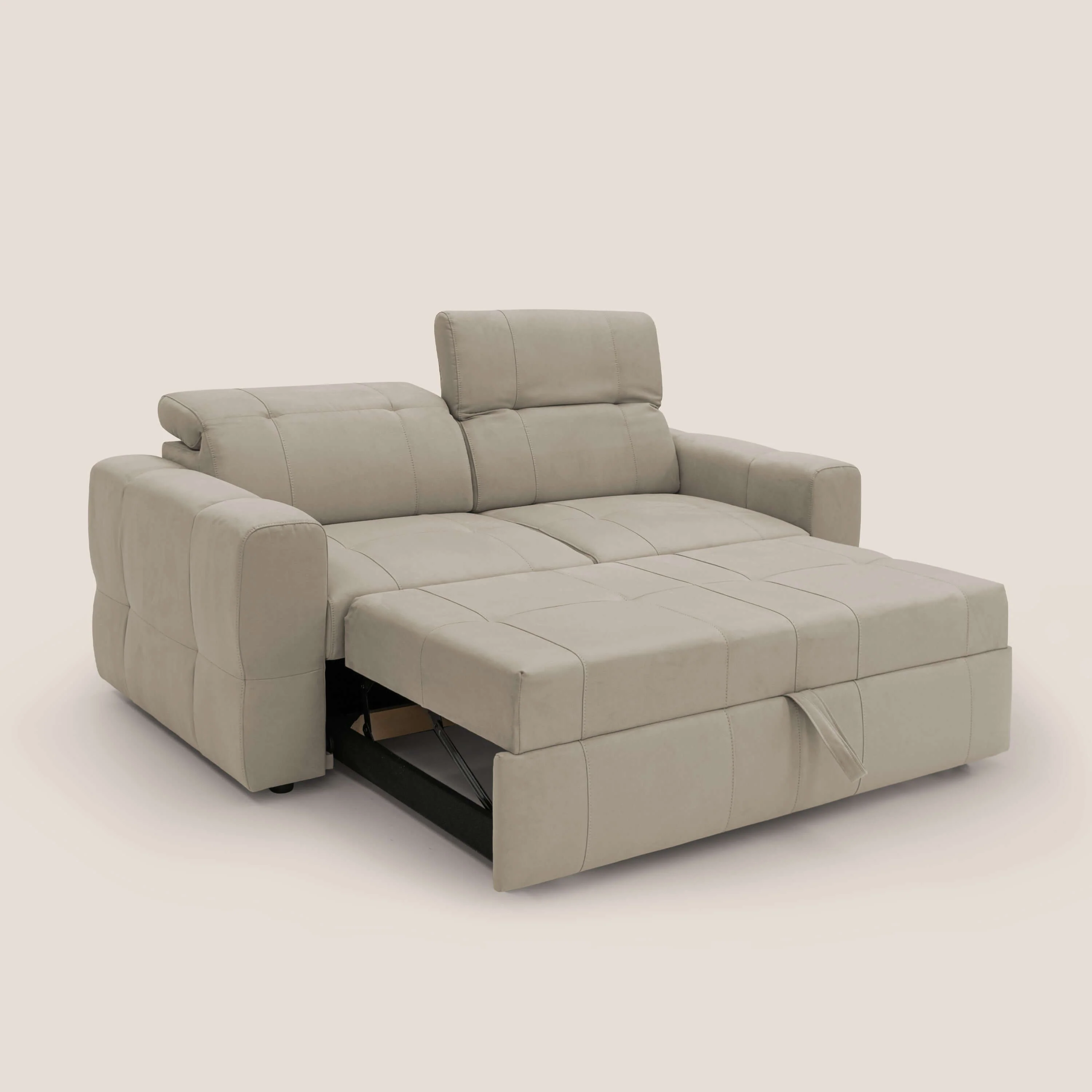 Kronos Canapé avec pouf extractible et têtières inclinalbes en microfibre douce imperméable T11 Taupe tortora - Image 2