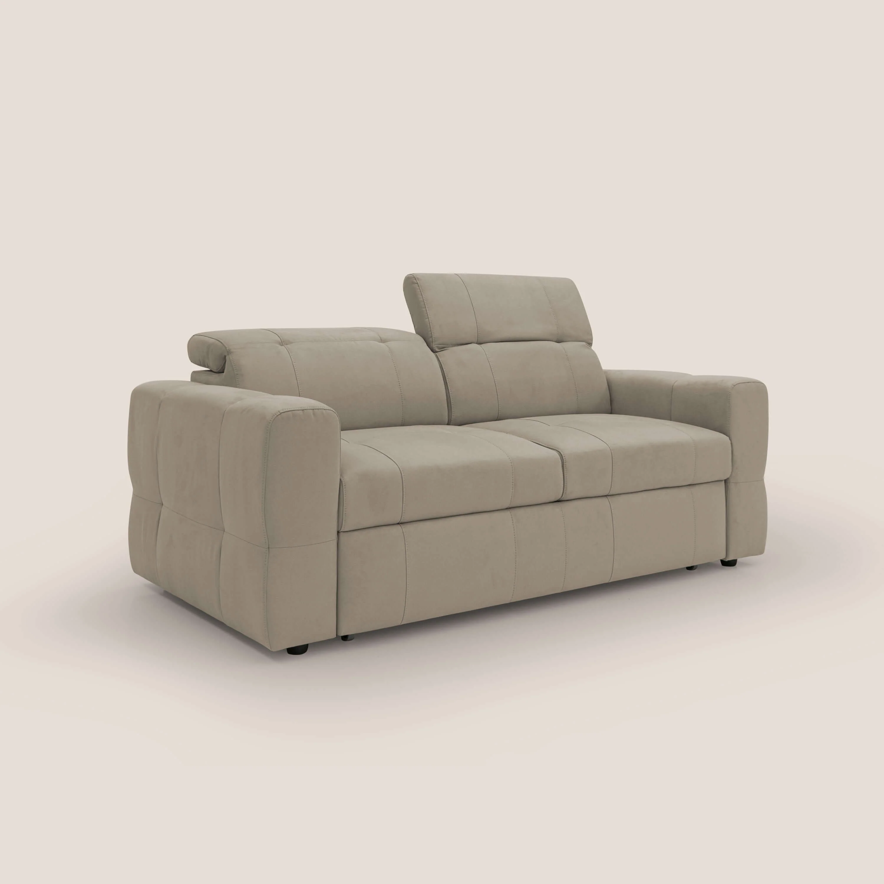 Kronos Canapé avec pouf extractible et têtières inclinalbes en microfibre douce imperméable T11 Taupe tortora - Image 3