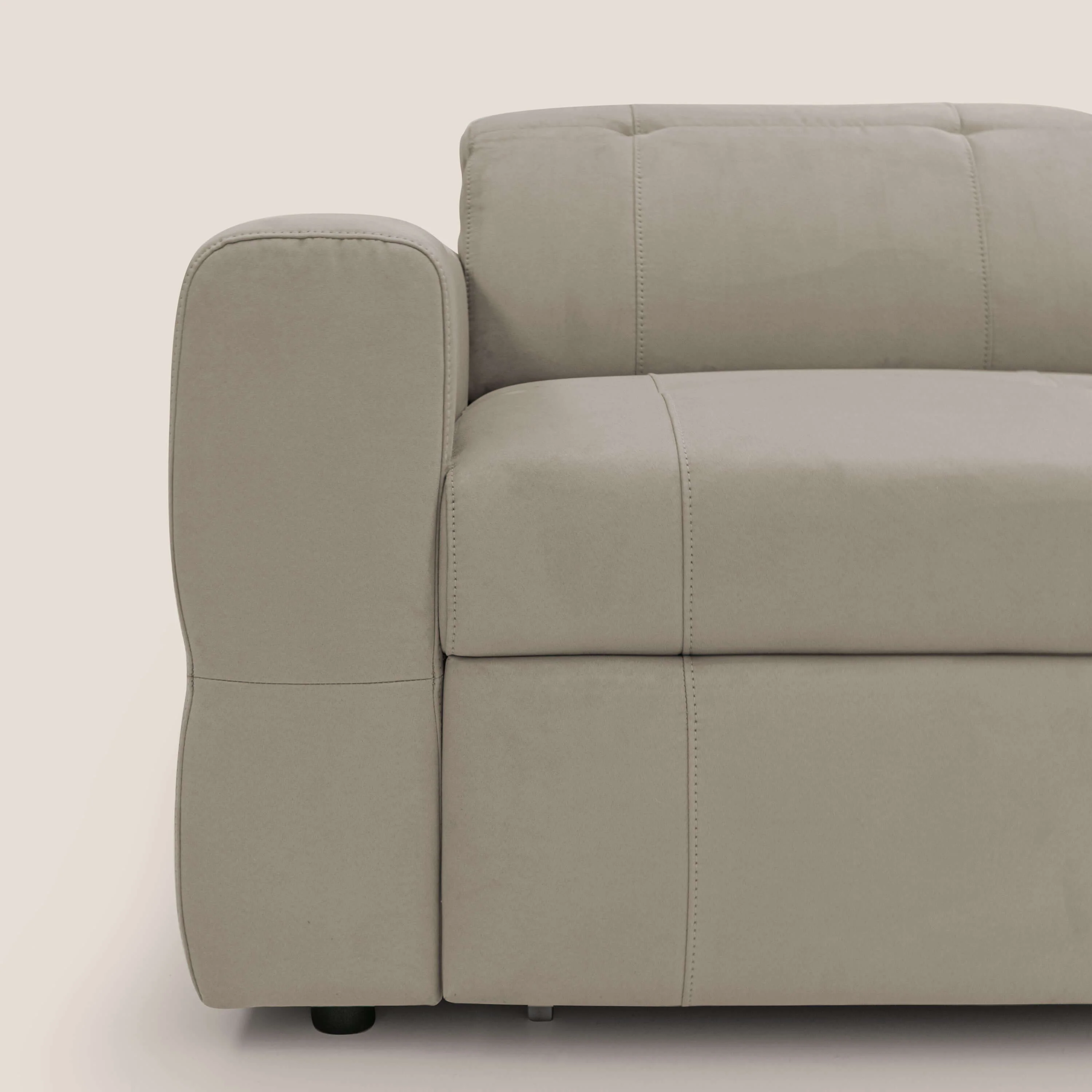Kronos Canapé avec pouf extractible et têtières inclinalbes en microfibre douce imperméable T11 Taupe tortora - Image 4
