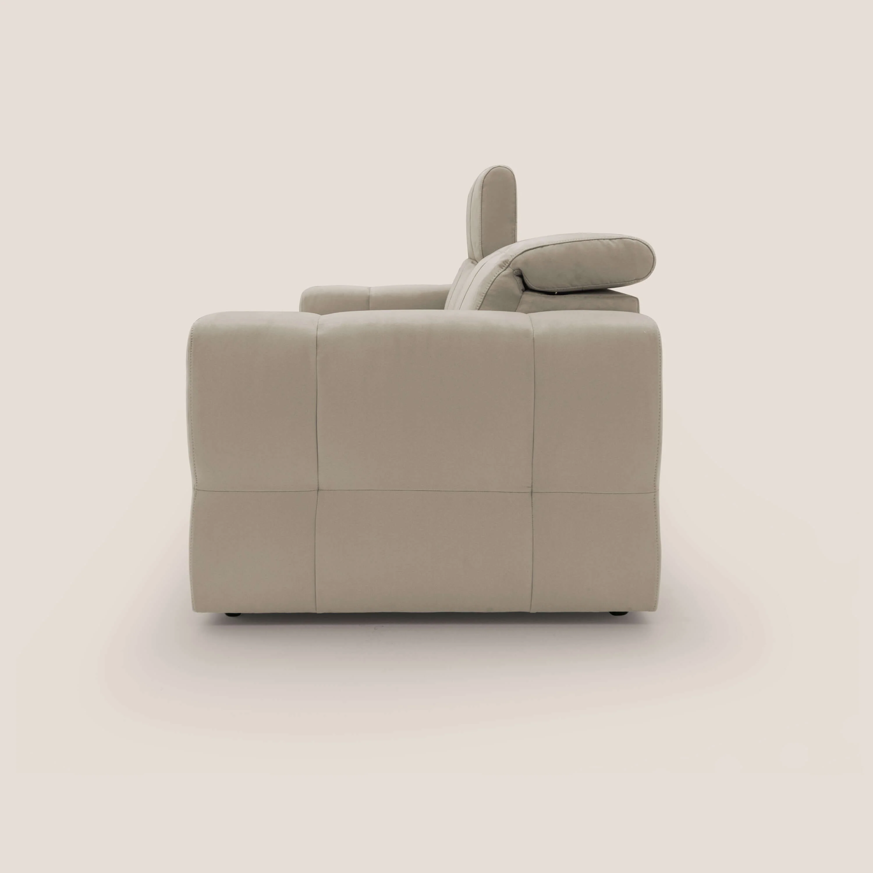 Kronos Canapé avec pouf extractible et têtières inclinalbes en microfibre douce imperméable T11 Taupe tortora - Image 5
