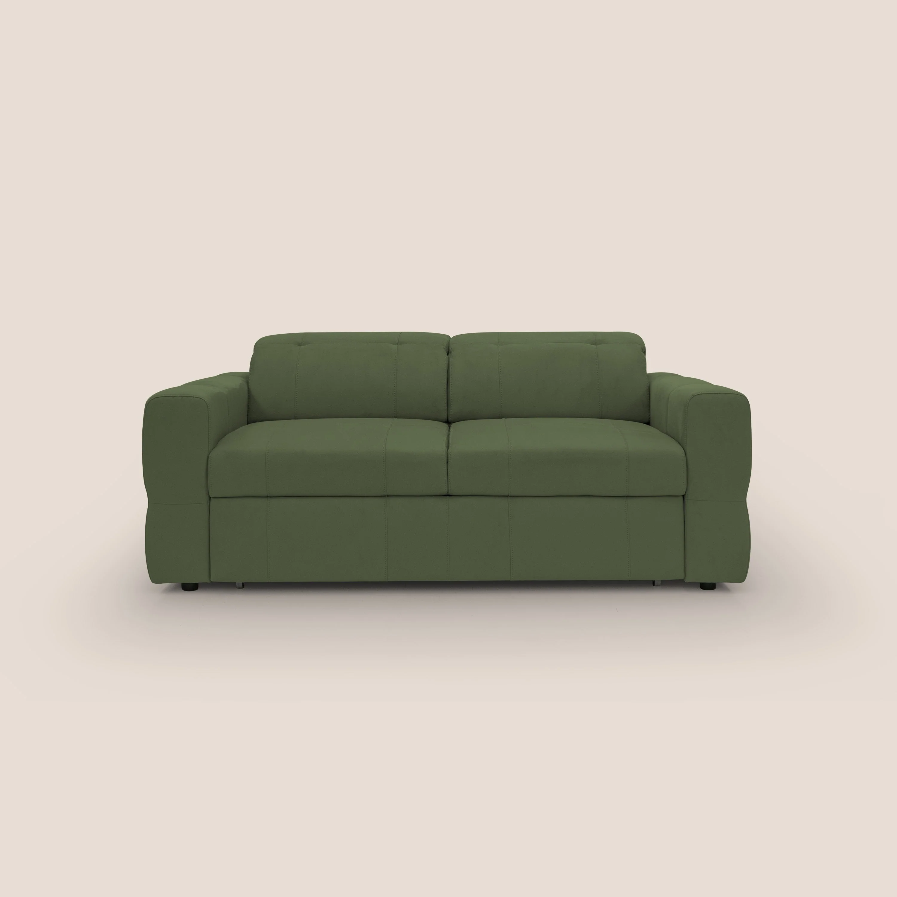 Kronos Canapé avec pouf extractible et têtières inclinalbes en microfibre douce imperméable T11 vert