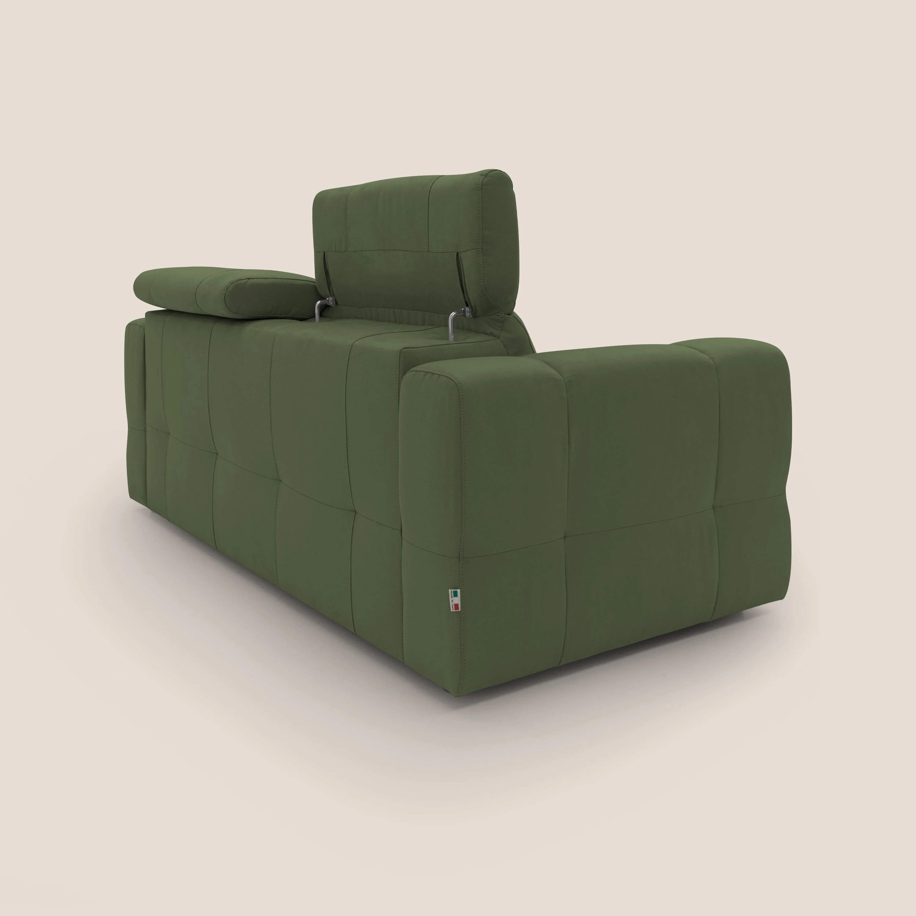 Kronos Canapé avec pouf extractible et têtières inclinalbes en microfibre douce imperméable T11 vert - Image 10