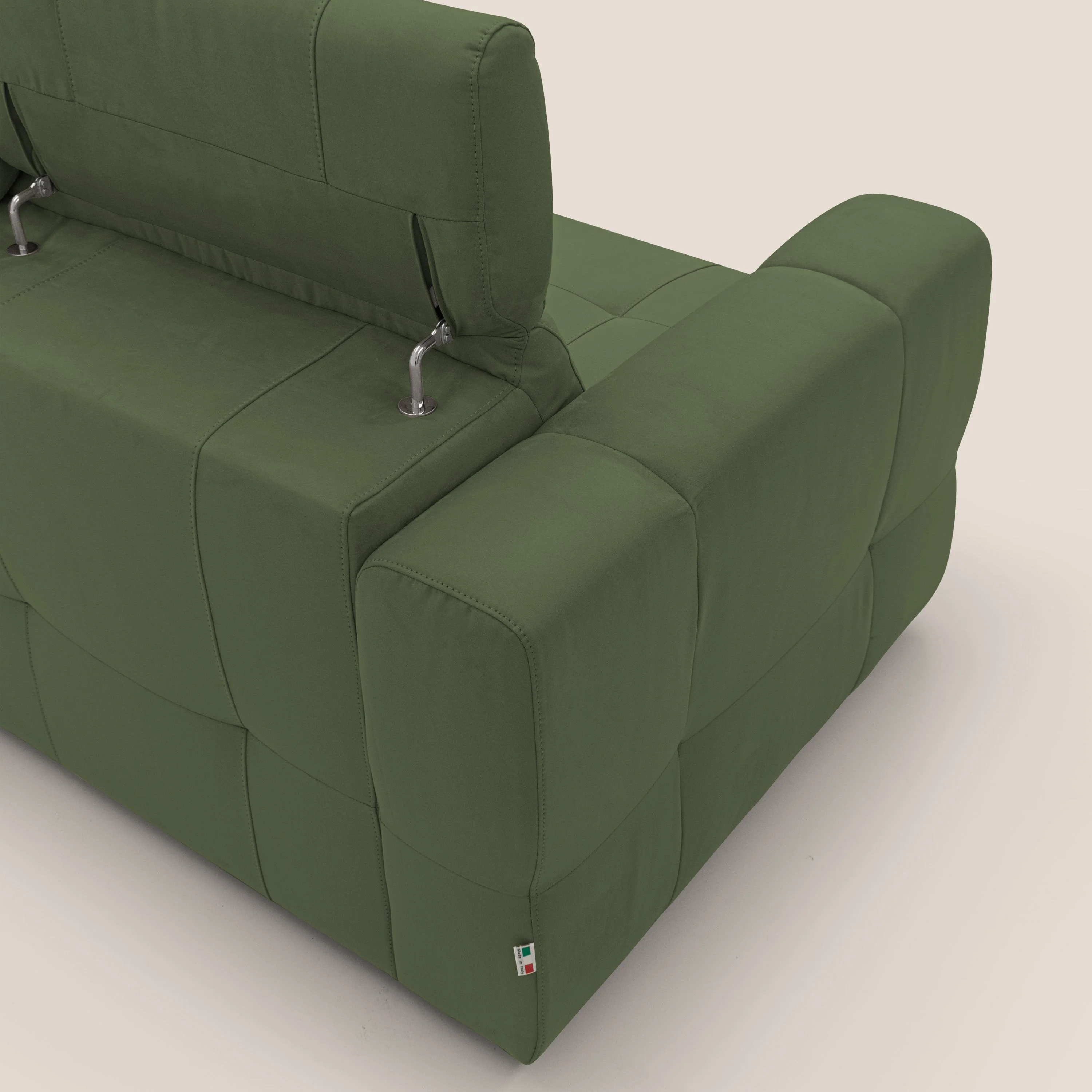 Kronos Canapé avec pouf extractible et têtières inclinalbes en microfibre douce imperméable T11 vert - Image 11