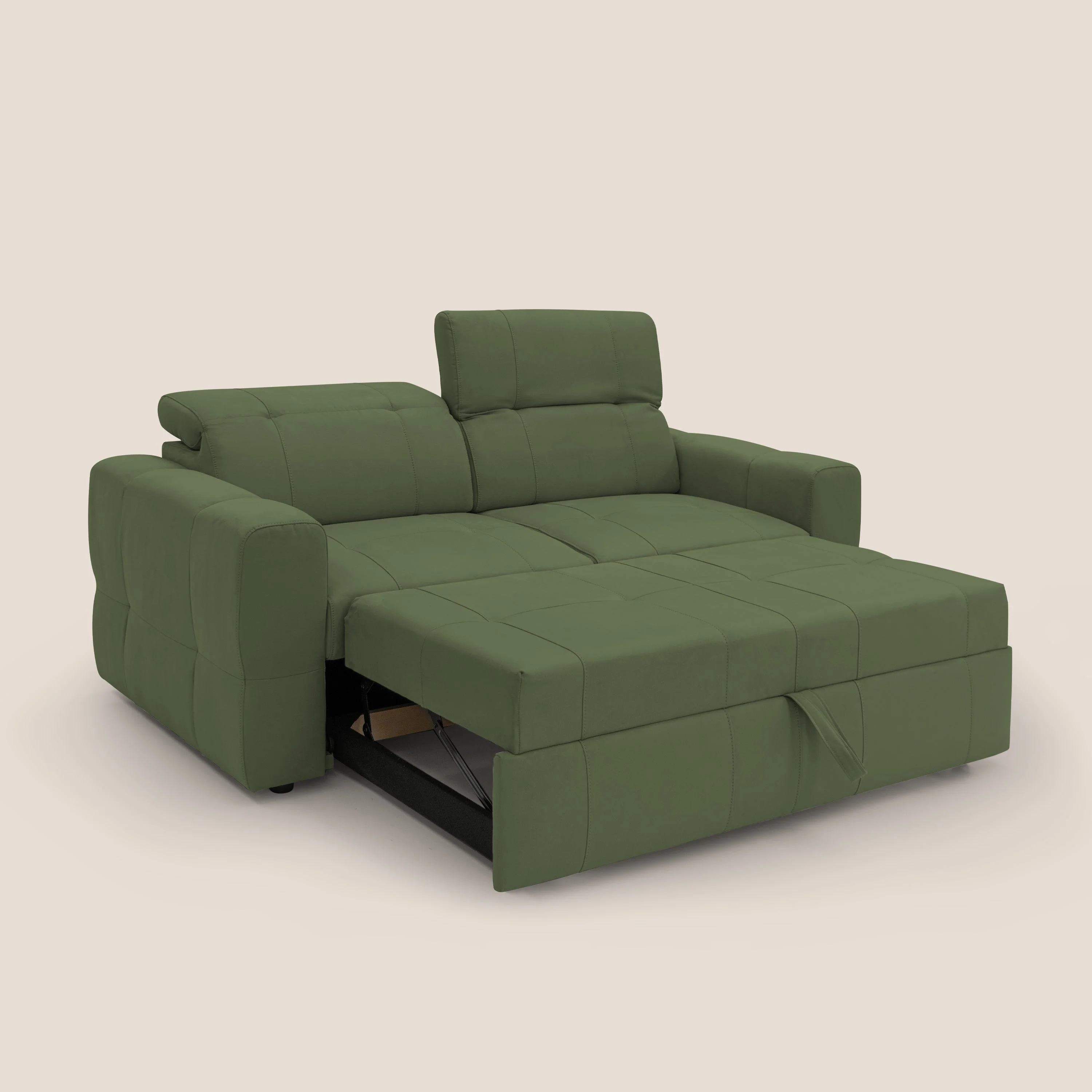 Kronos Canapé avec pouf extractible et têtières inclinalbes en microfibre douce imperméable T11 vert - Image 2