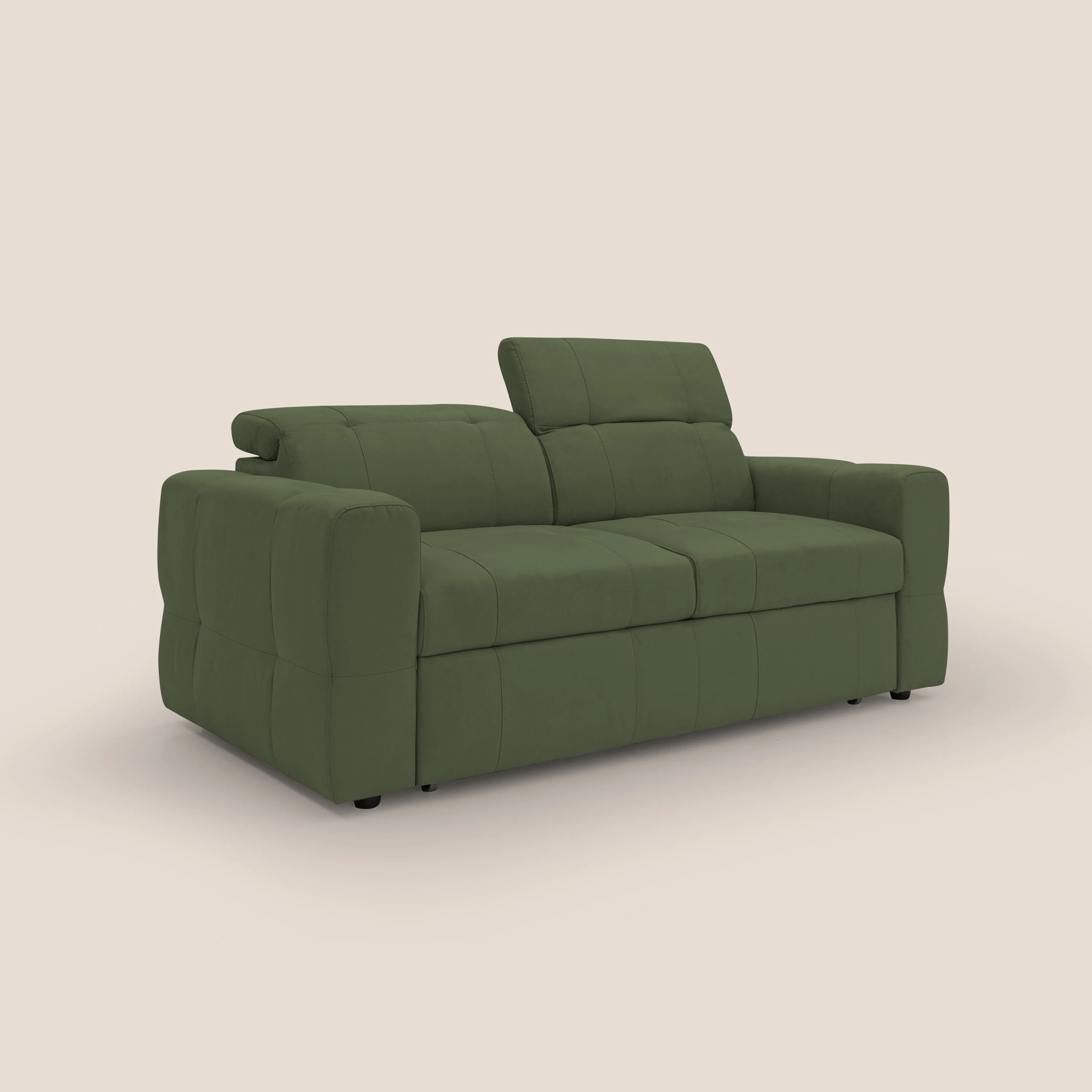 Kronos Canapé avec pouf extractible et têtières inclinalbes en microfibre douce imperméable T11 vert - Image 3