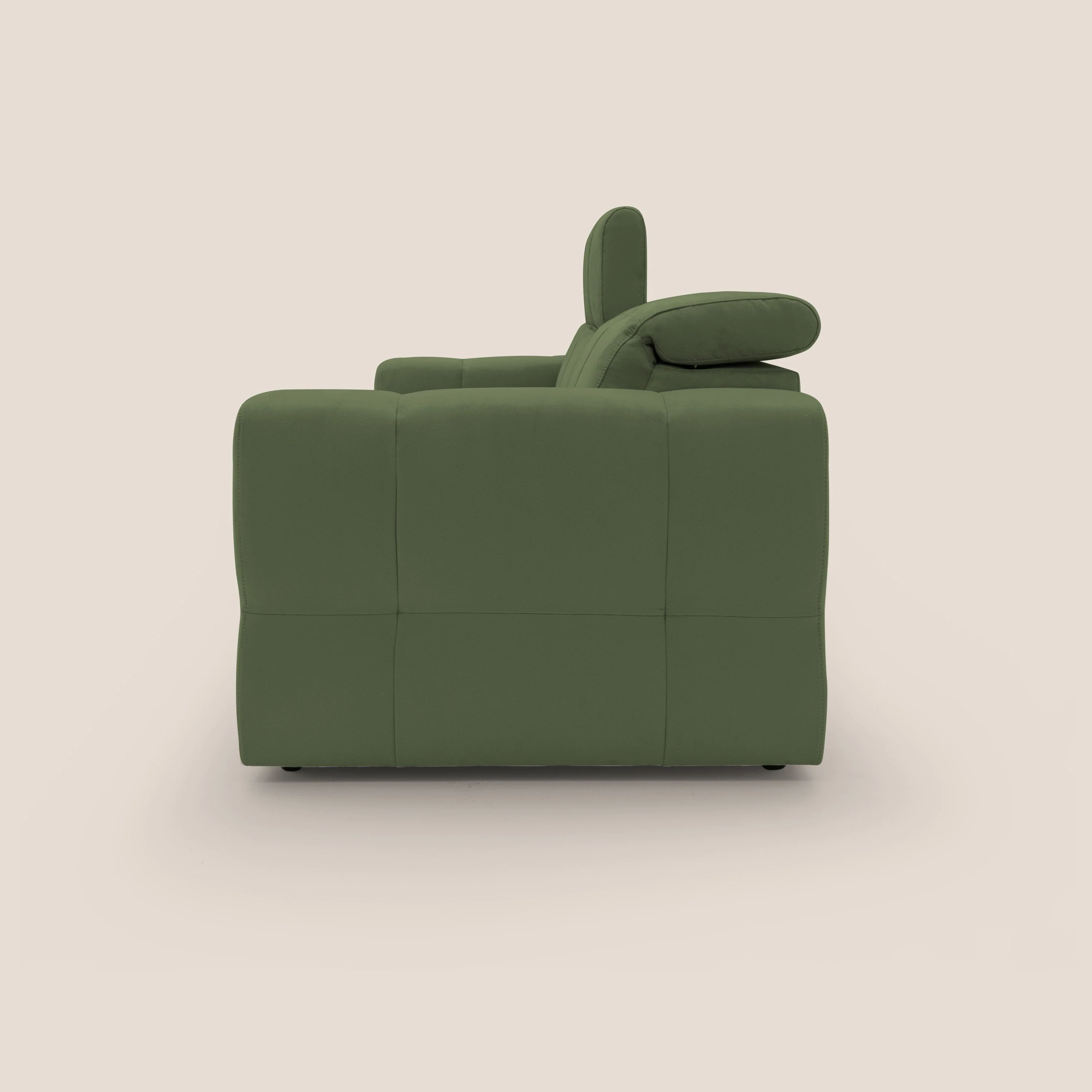 Kronos Canapé avec pouf extractible et têtières inclinalbes en microfibre douce imperméable T11 vert - Image 5