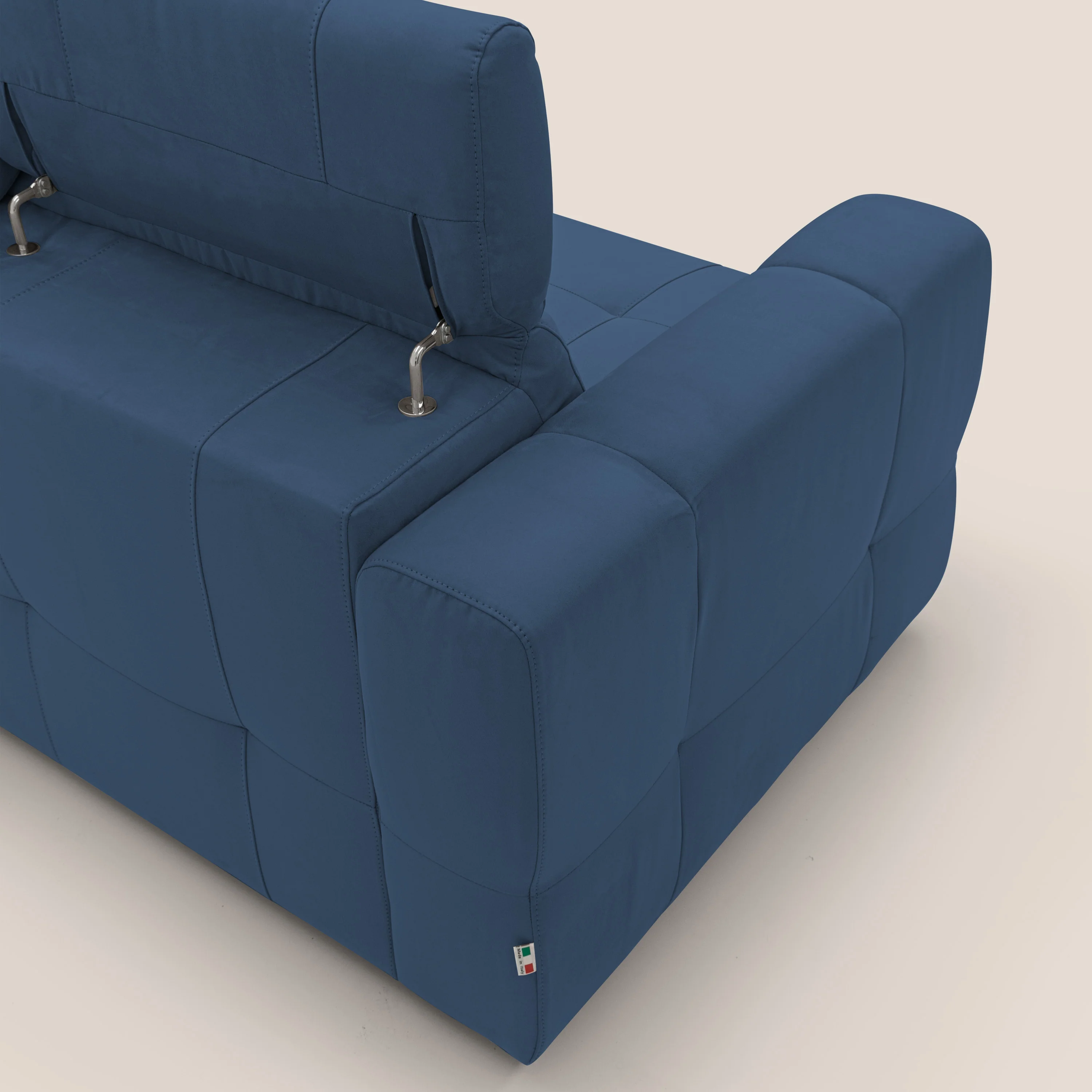 Kronos Canapé d'angle avec extractible et pouf coffre en micorfibre imperméable T11 bleu - Image 11
