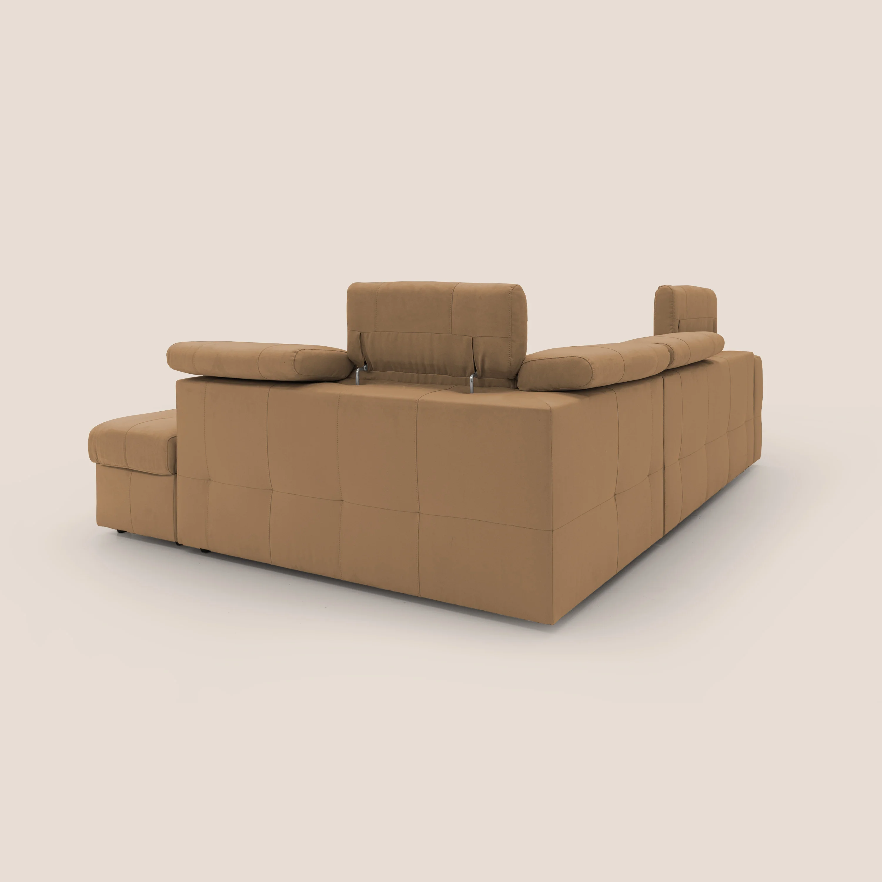 Kronos Canapé d'angle avec extractible et pouf coffre en micorfibre imperméable T11 cuir - Image 15
