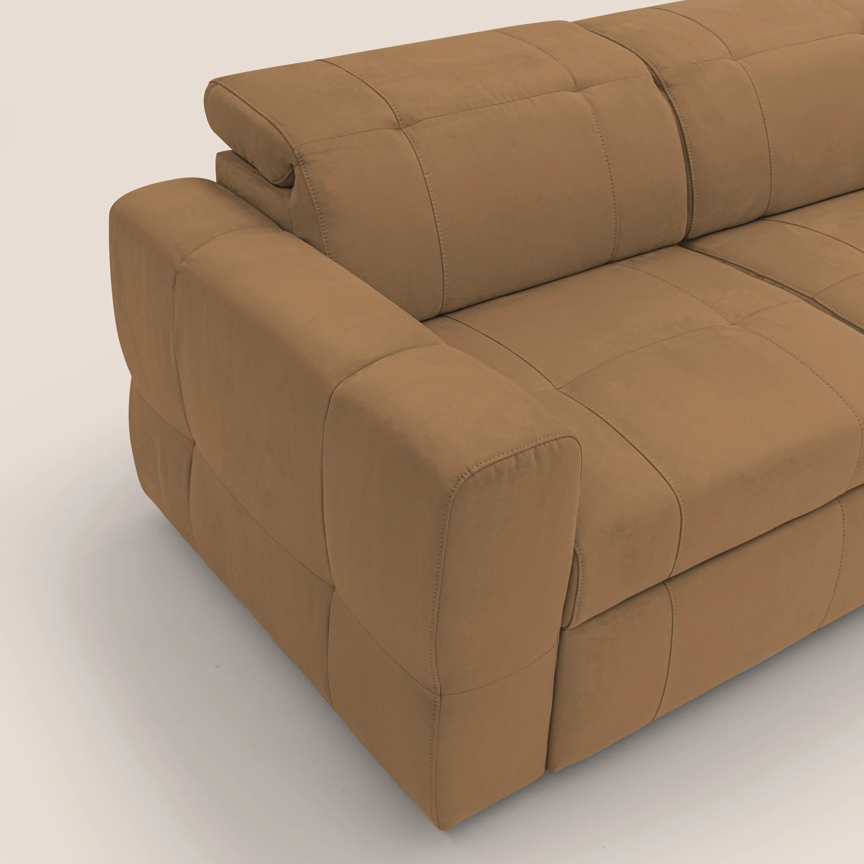 Kronos Canapé d'angle avec extractible et pouf coffre en micorfibre imperméable T11 cuir - Image 6