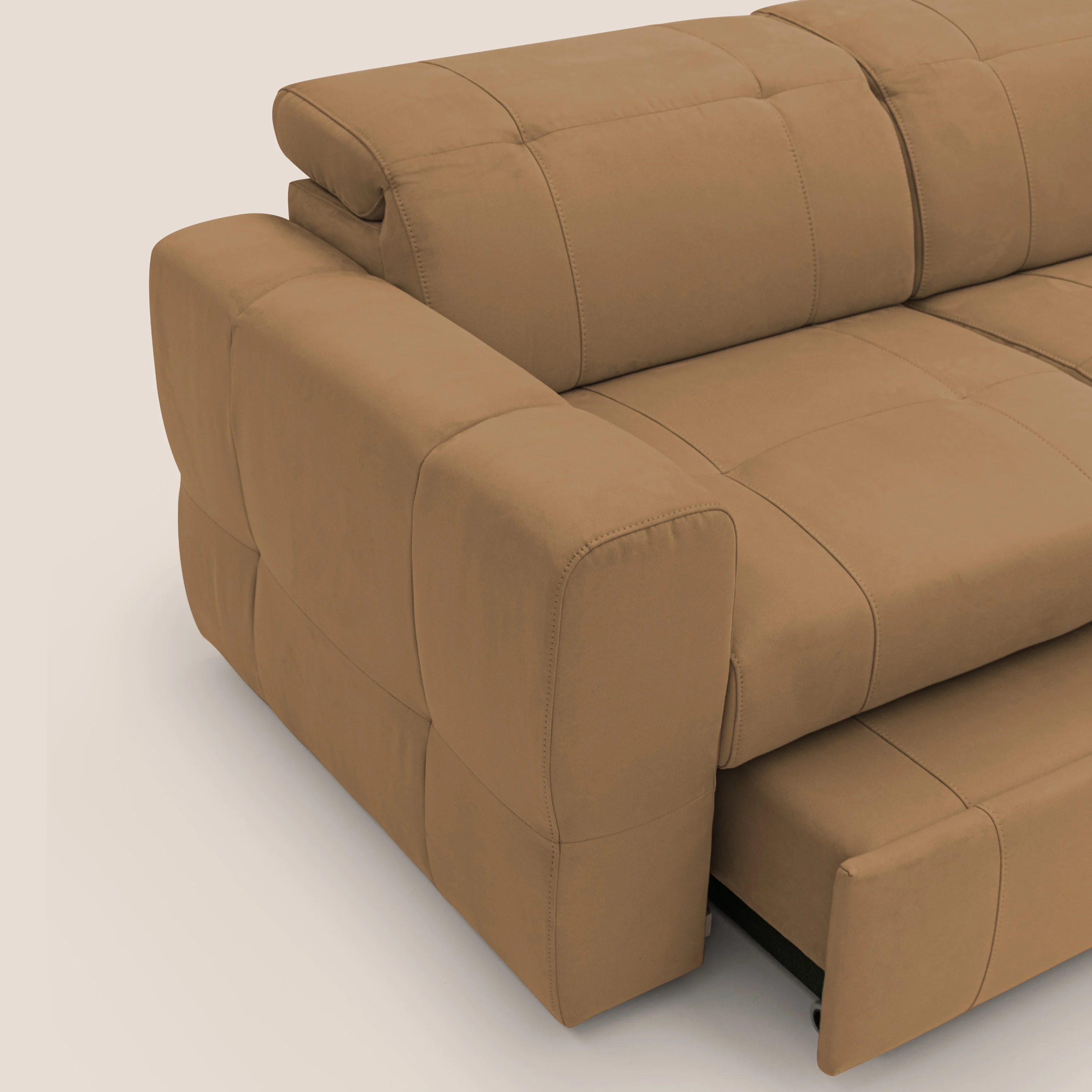 Kronos Canapé d'angle avec extractible et pouf coffre en micorfibre imperméable T11 cuir - Image 8