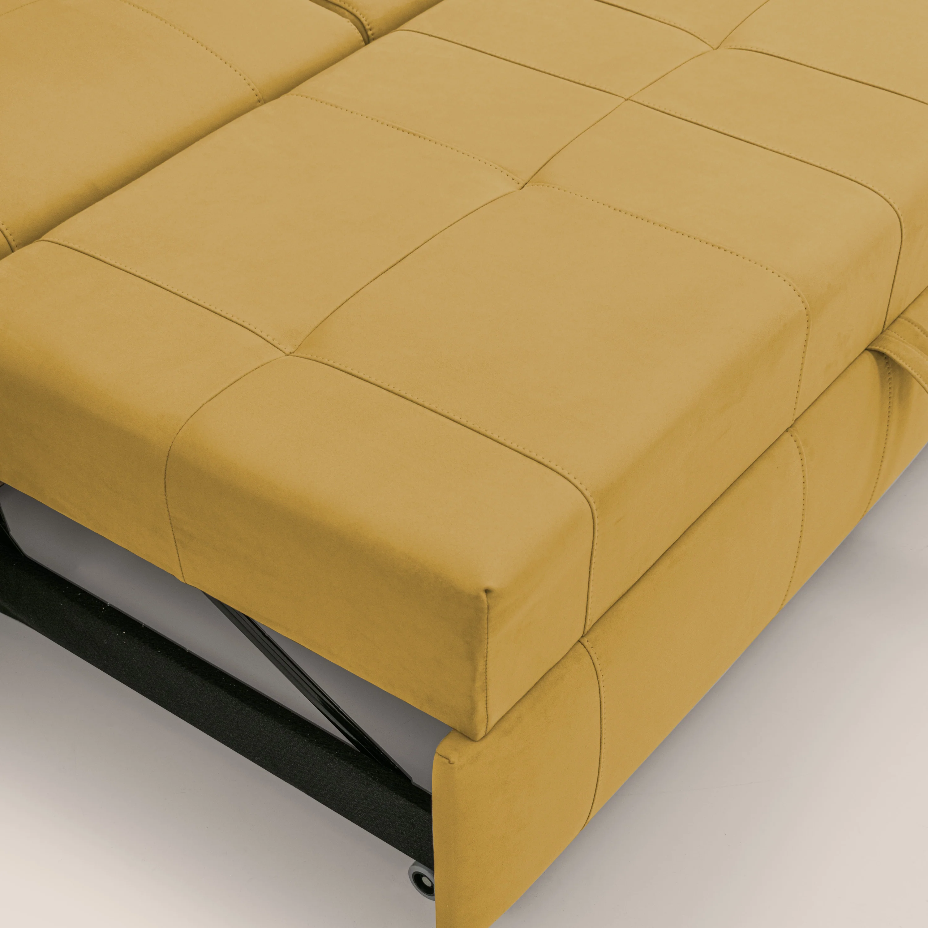 Kronos Canapé d'angle avec extractible et pouf coffre en micorfibre imperméable T11 jaune - Image 9