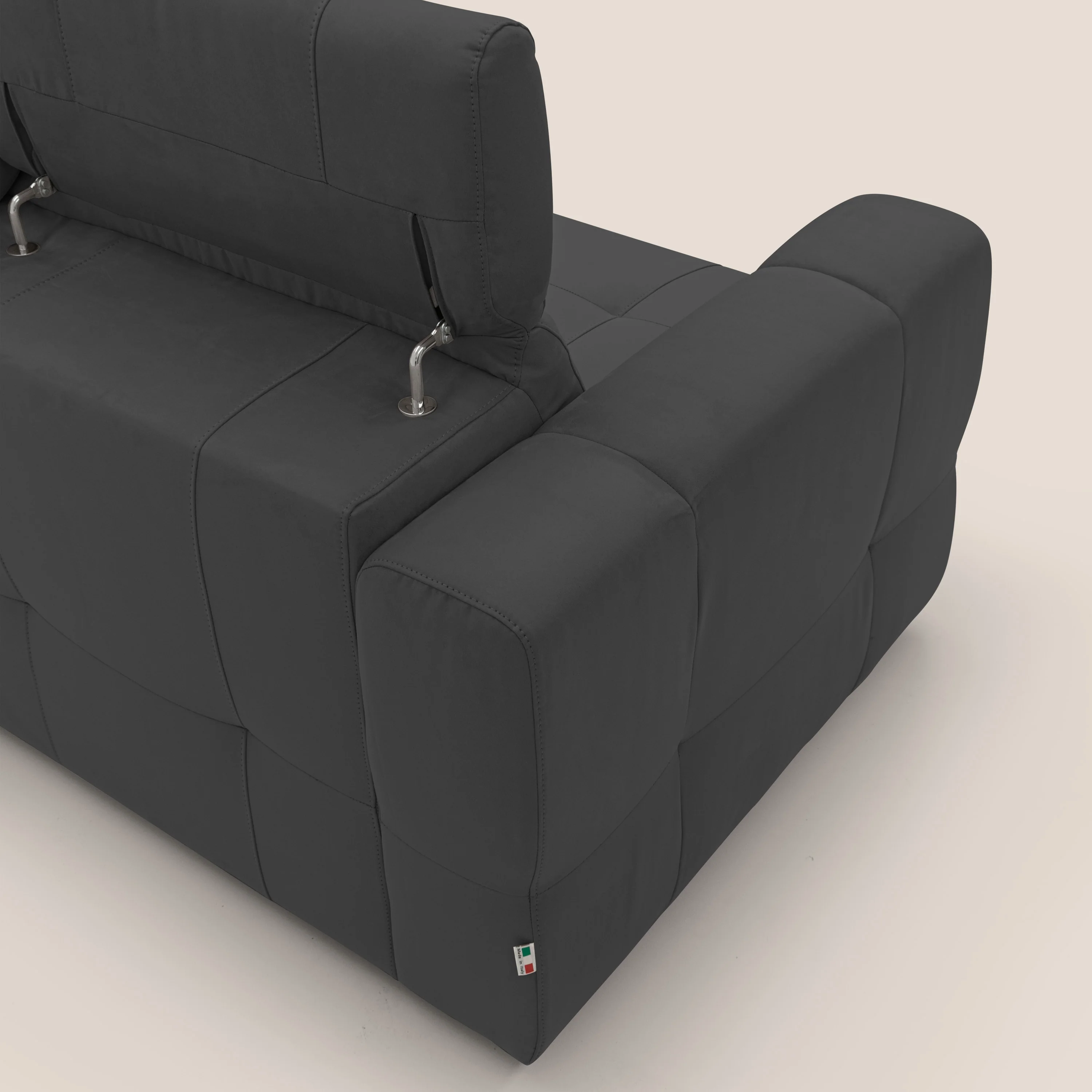 Kronos Canapé d'angle avec extractible et pouf coffre en micorfibre imperméable T11 noir - Image 11