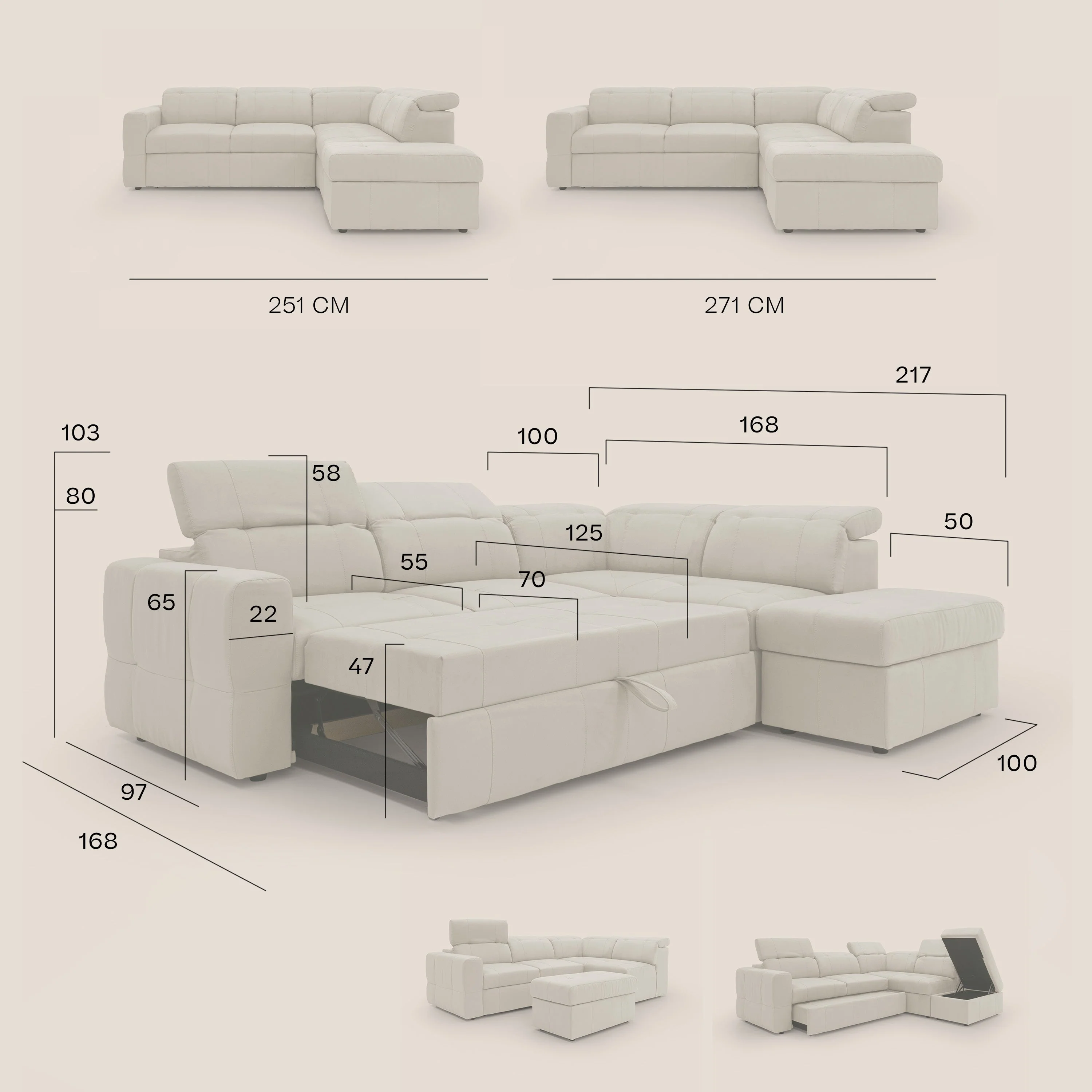 Kronos Canapé d'angle avec extractible et pouf coffre en micorfibre imperméable T11 rouge - Image 18