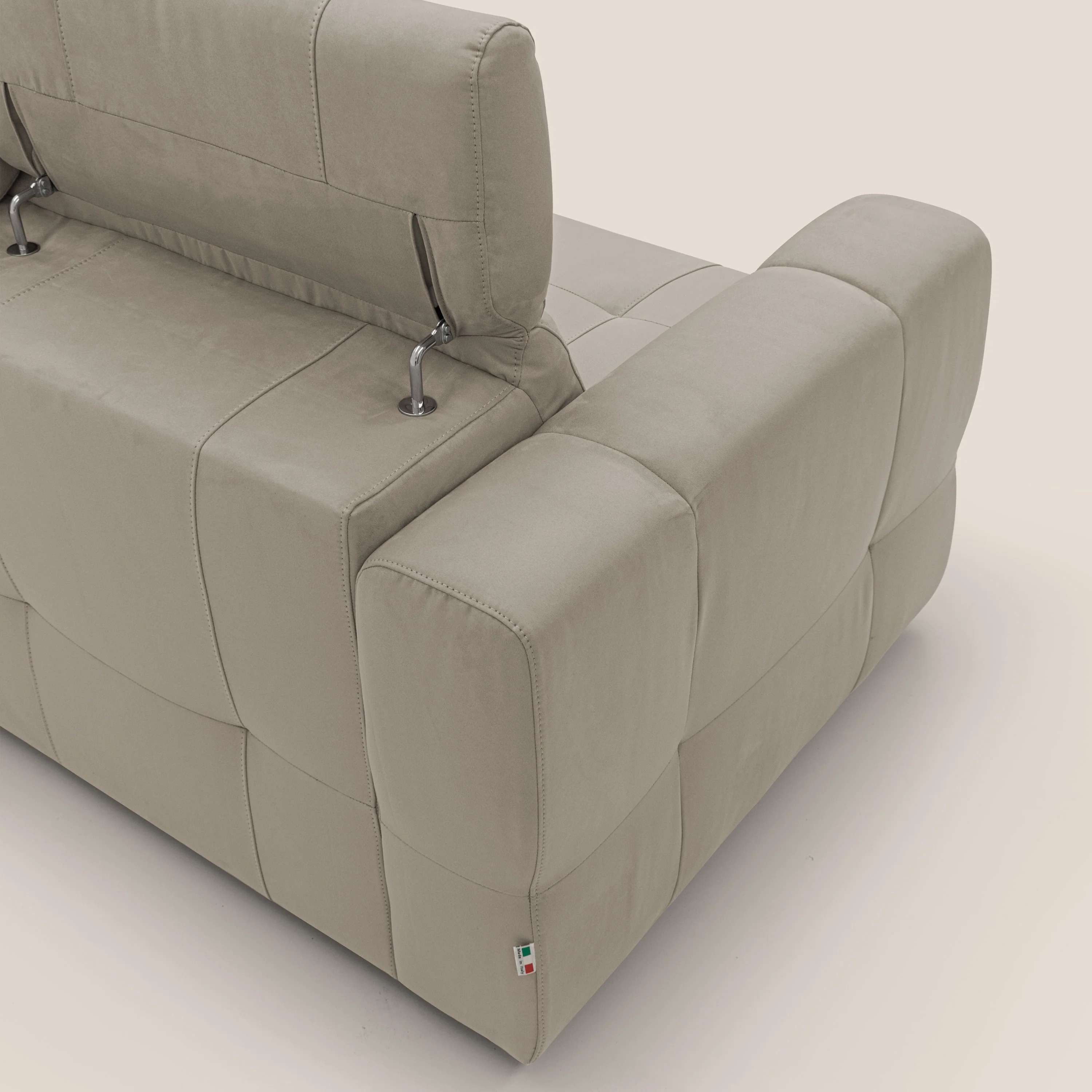 Kronos Canapé d'angle avec extractible et pouf coffre en micorfibre imperméable T11 Taupe tortora - Image 11