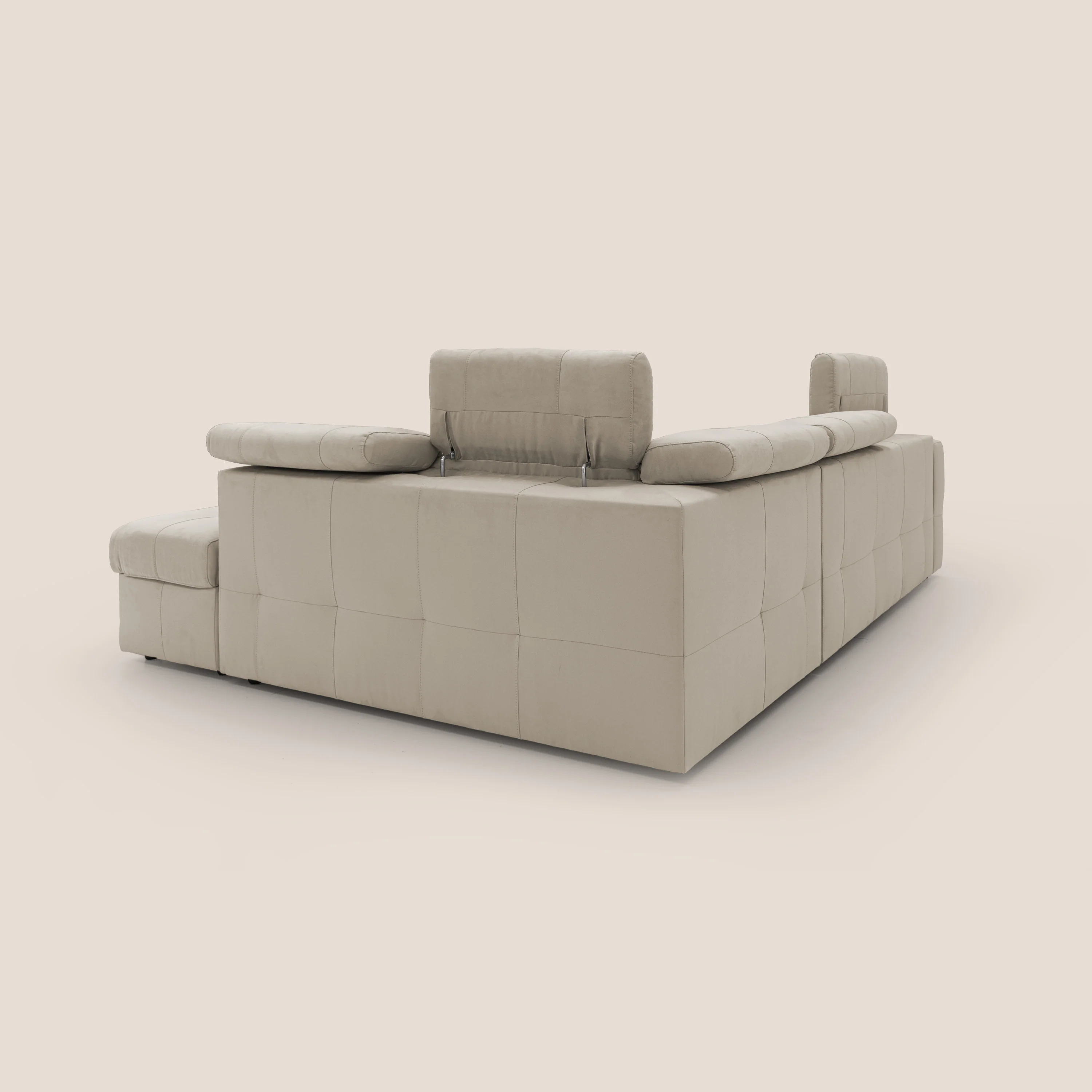 Kronos Canapé d'angle avec extractible et pouf coffre en micorfibre imperméable T11 Taupe tortora - Image 15