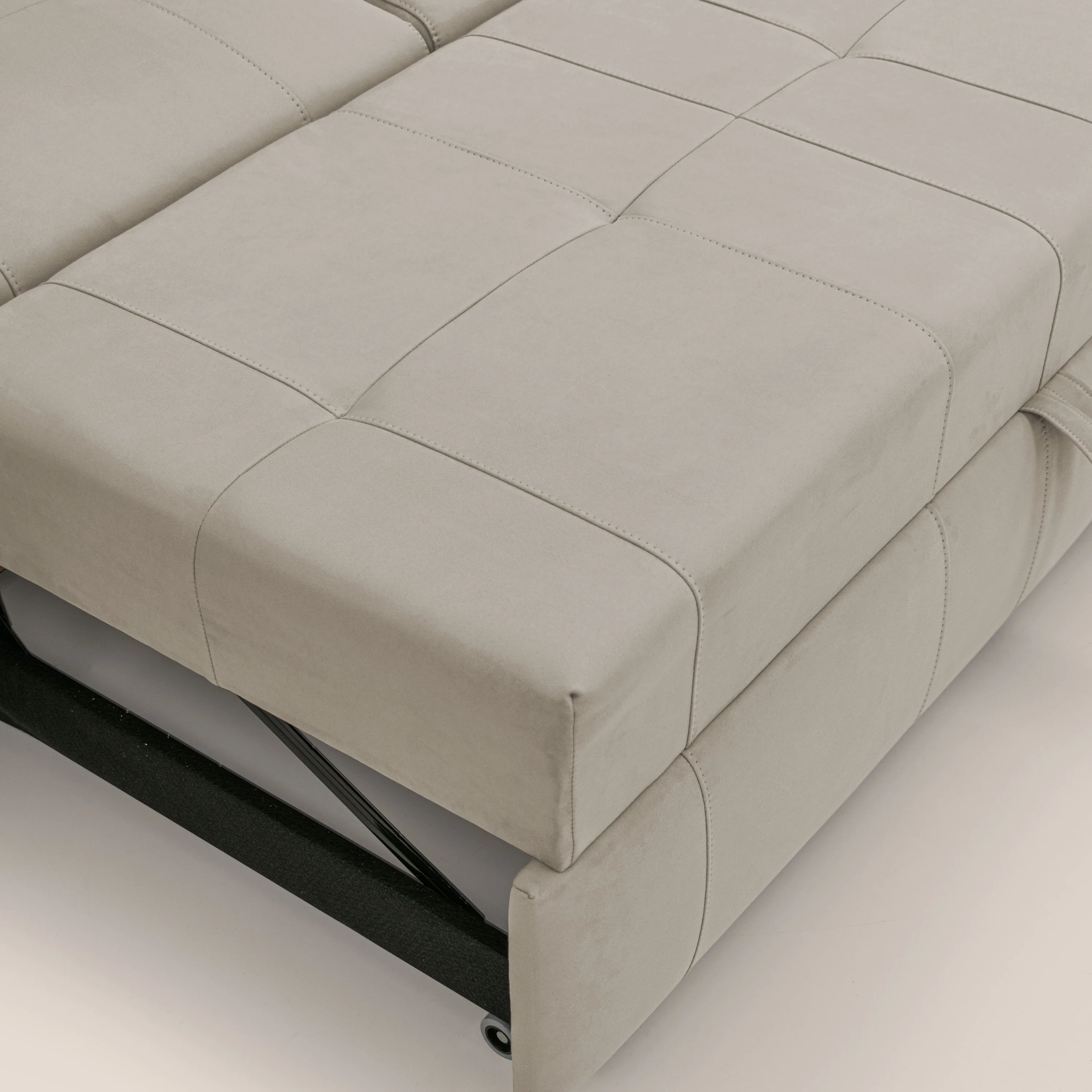 Kronos Canapé d'angle avec extractible et pouf coffre en micorfibre imperméable T11 Taupe tortora - Image 9