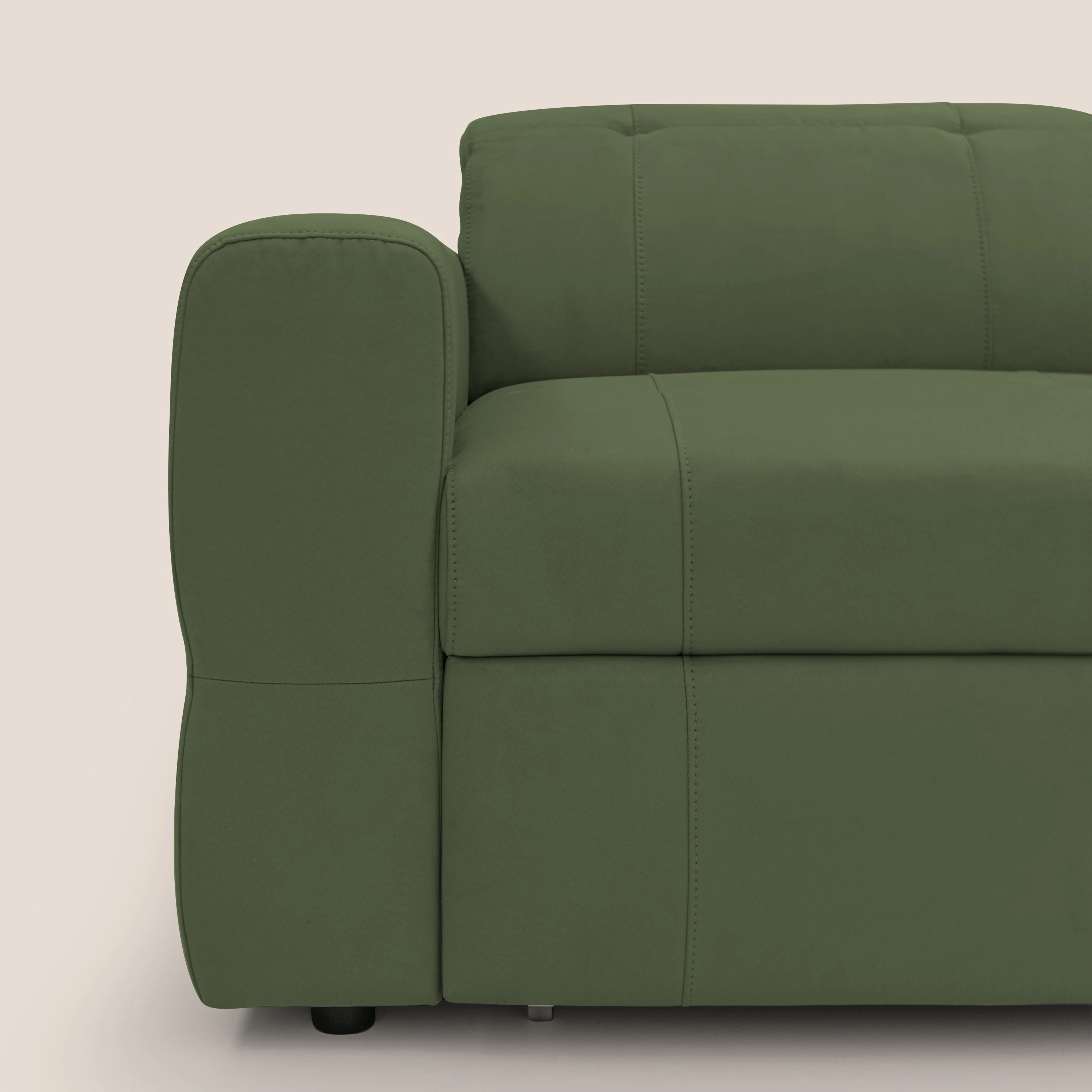 Kronos Canapé d'angle avec extractible et pouf coffre en micorfibre imperméable T11 vert - Image 5