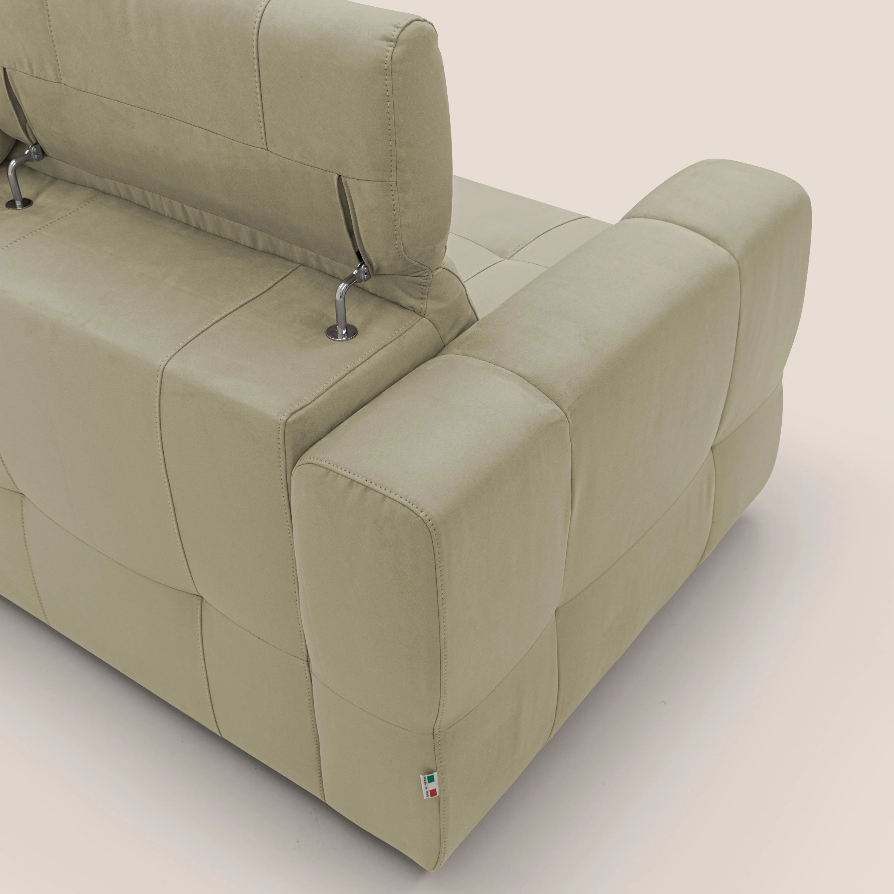 Kronos Canapé d'angle avec pouf extractible et coffre de rangement en microfibre imperméable T11 beige - Image 11