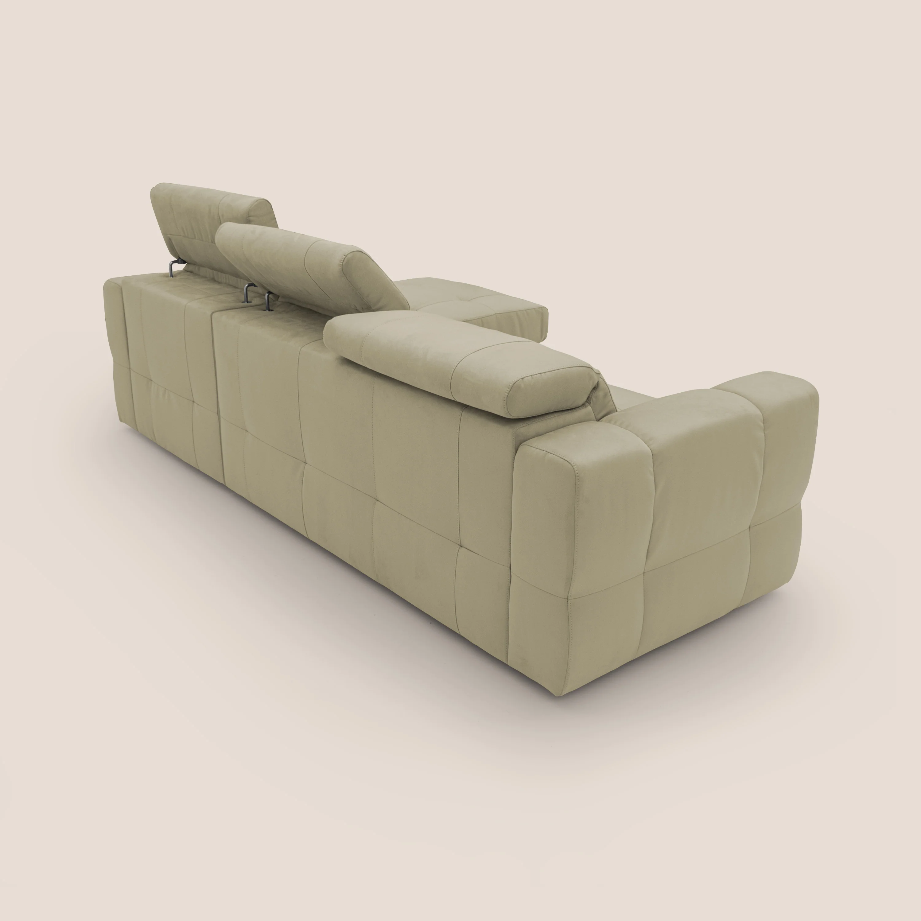 Kronos Canapé d'angle avec pouf extractible et coffre de rangement en microfibre imperméable T11 beige - Image 12