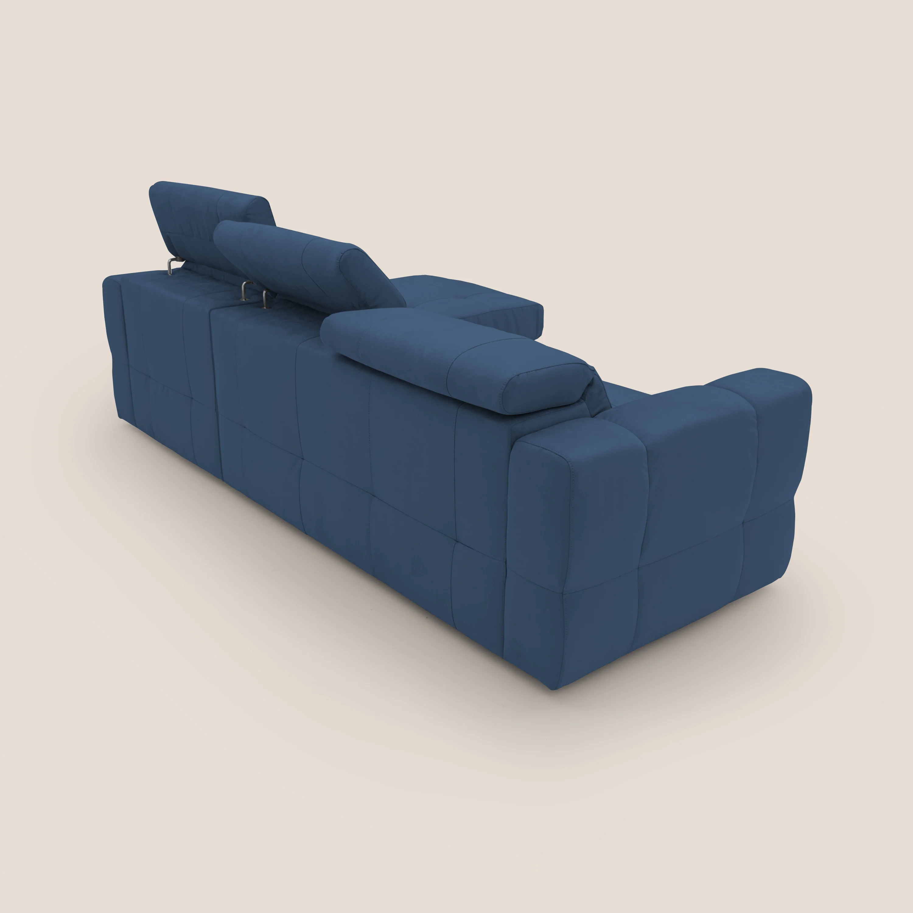 Kronos Canapé d'angle avec pouf extractible et coffre de rangement en microfibre imperméable T11 bleu - Image 12