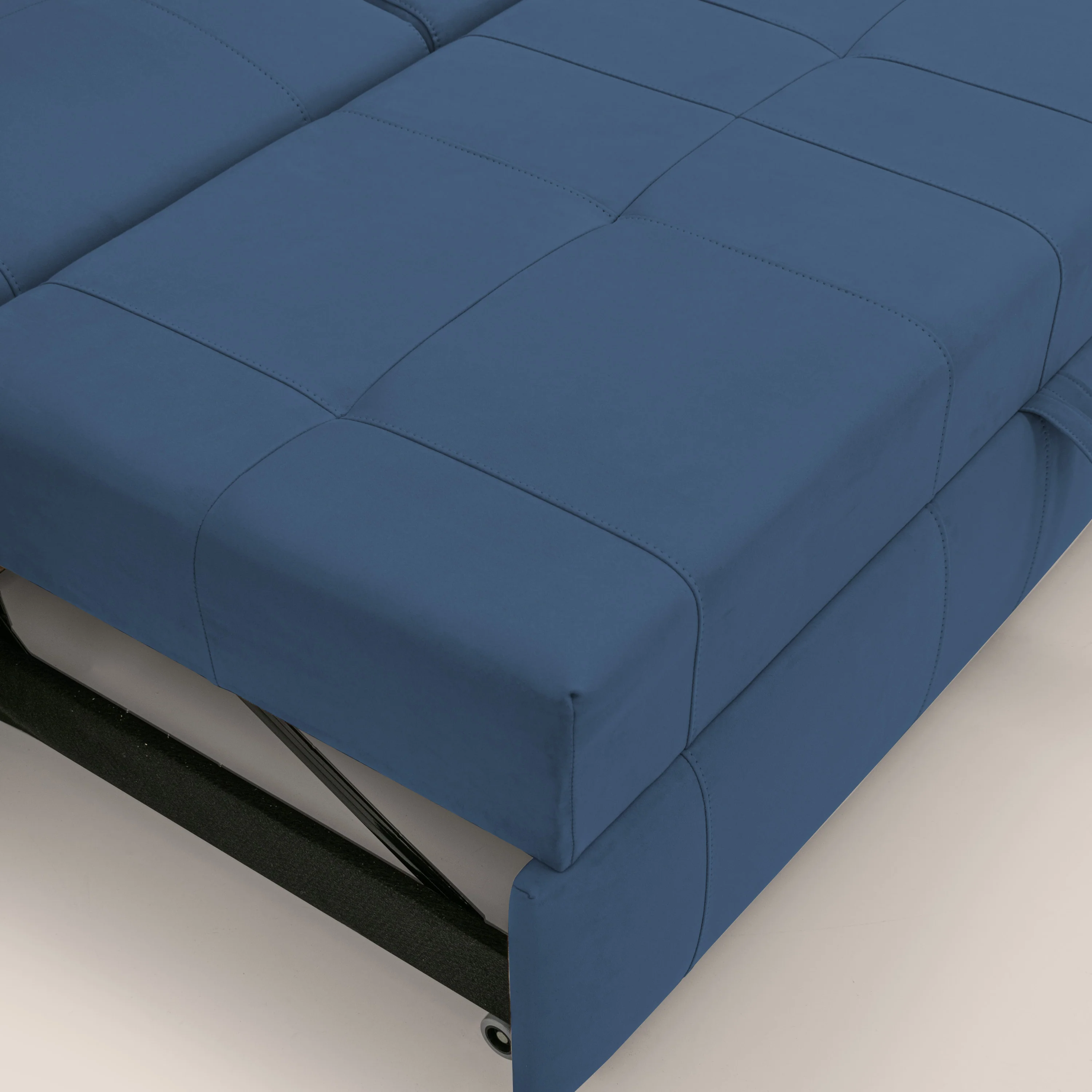 Kronos Canapé d'angle avec pouf extractible et coffre de rangement en microfibre imperméable T11 bleu - Image 9