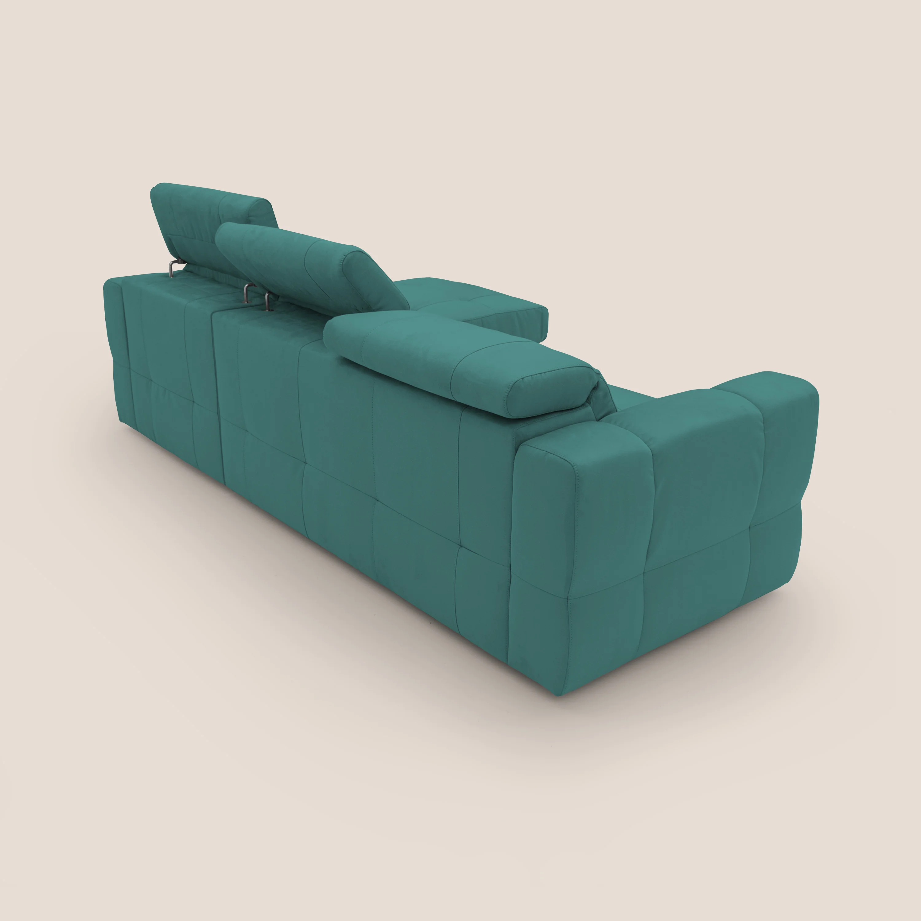 Kronos Canapé d'angle avec pouf extractible et coffre de rangement en microfibre imperméable T11 bleu canard - Image 12