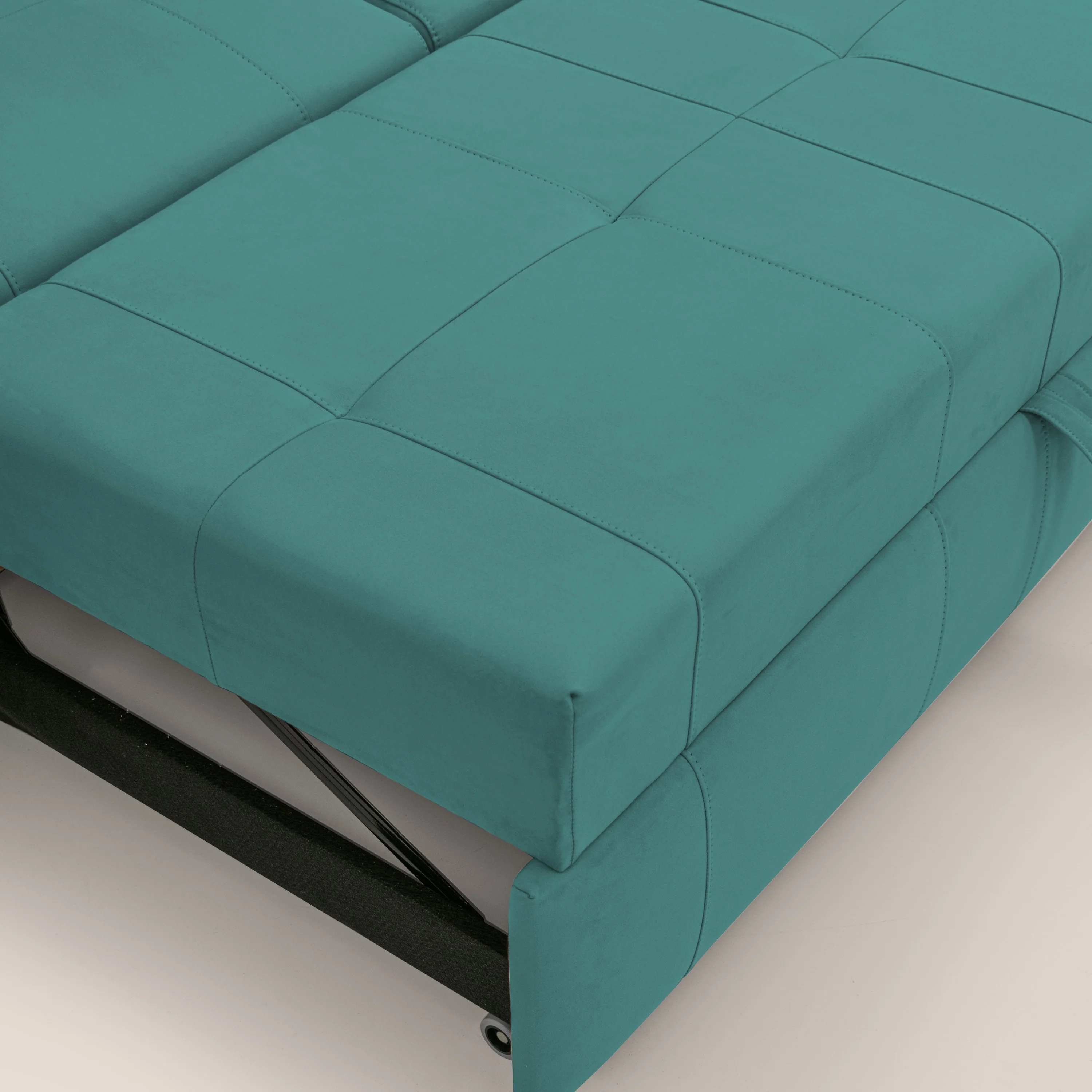 Kronos Canapé d'angle avec pouf extractible et coffre de rangement en microfibre imperméable T11 bleu canard - Image 9
