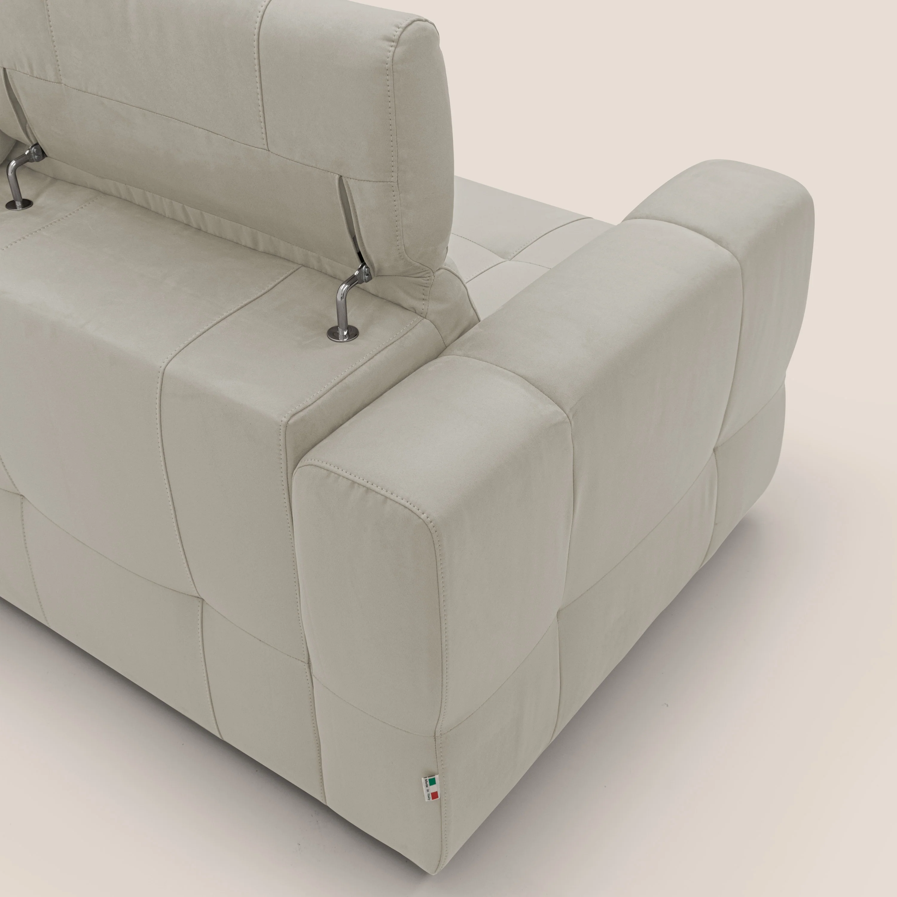 Kronos Canapé d'angle avec pouf extractible et coffre de rangement en microfibre imperméable T11 crème - Image 11